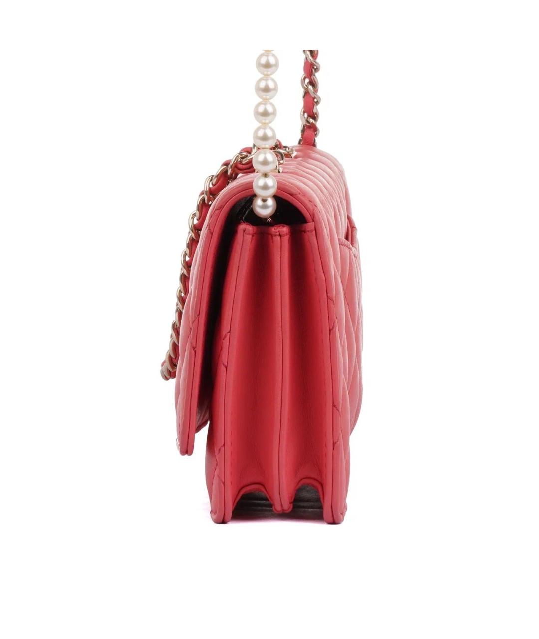CHANEL Коралловая кожаная сумка через плечо, фото 7