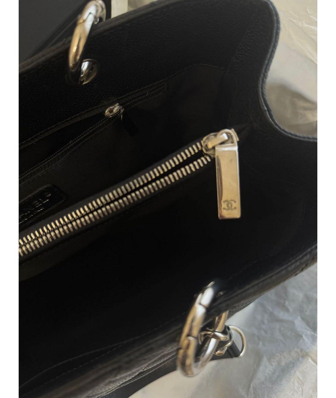 CHANEL Черная кожаная сумка тоут, фото 7