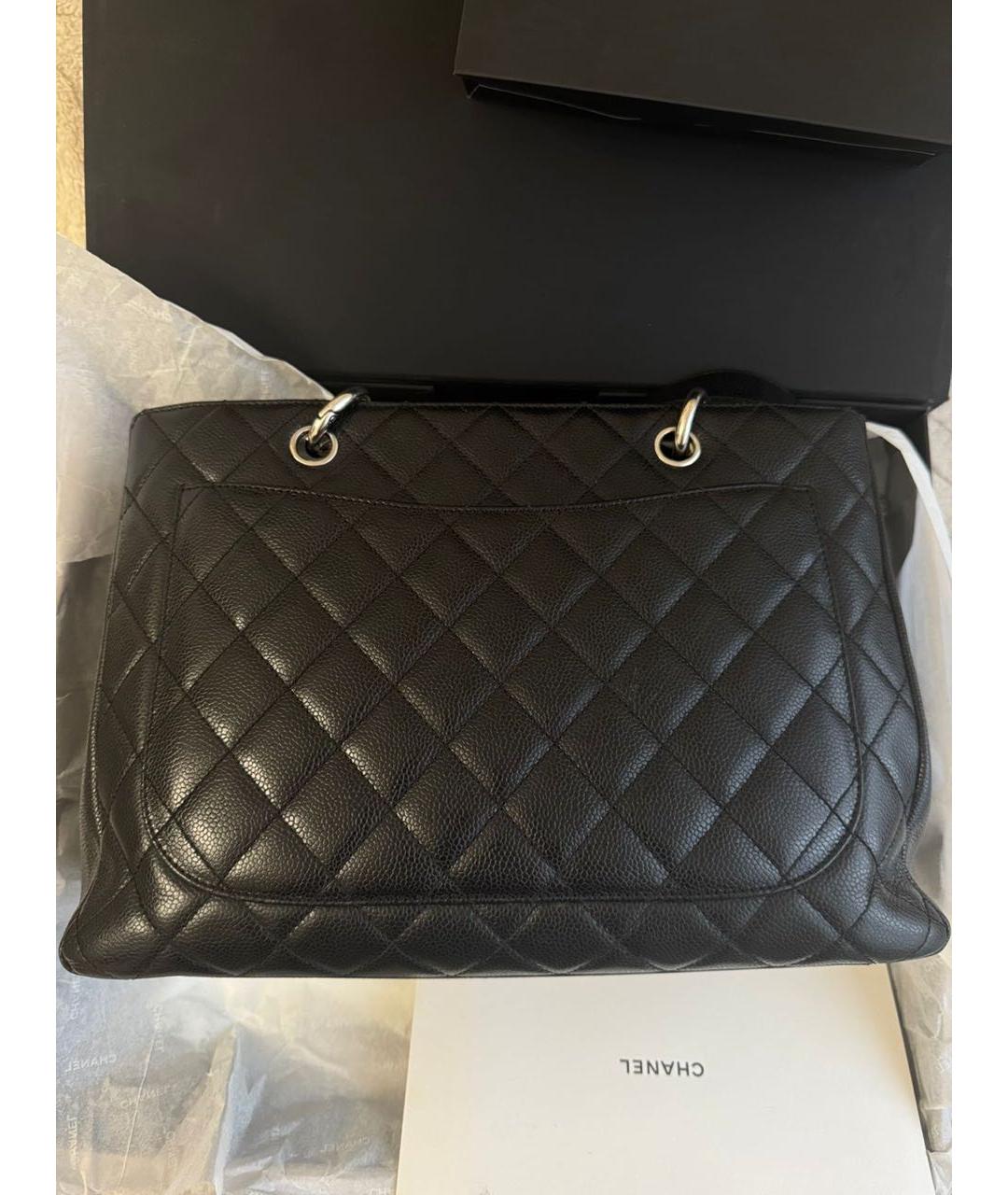 CHANEL Черная кожаная сумка тоут, фото 3