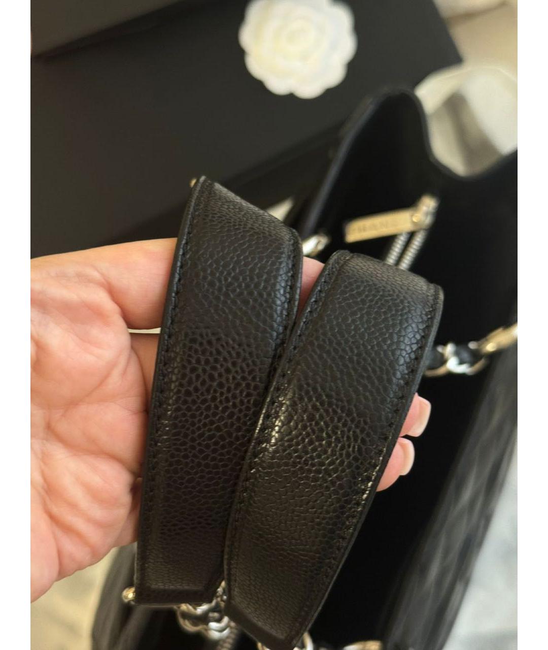 CHANEL Черная кожаная сумка тоут, фото 6