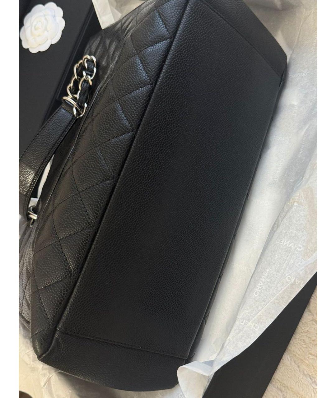 CHANEL Черная кожаная сумка тоут, фото 5