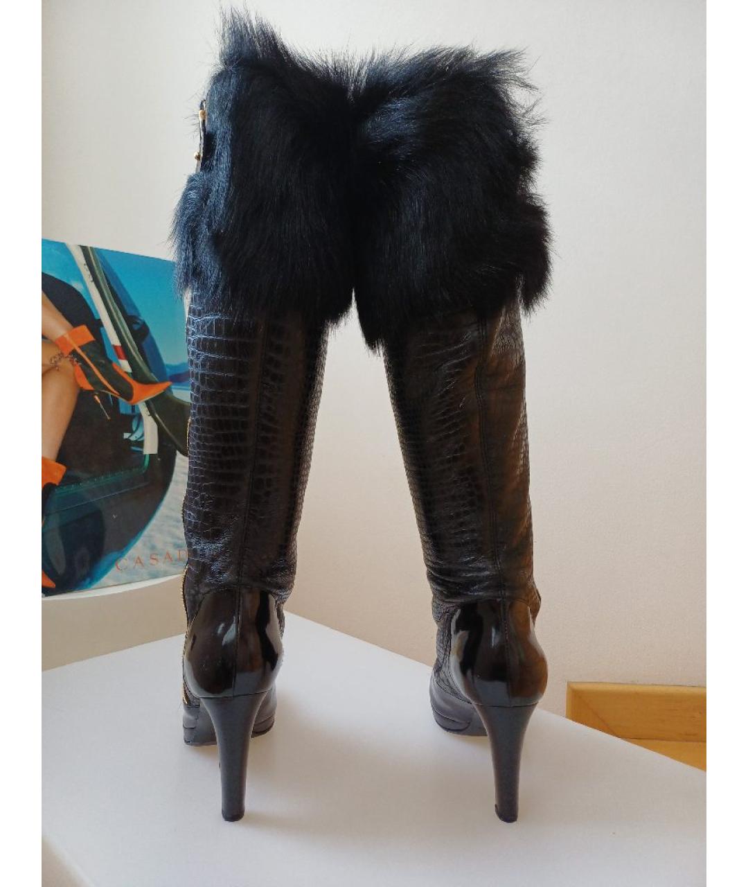 SERGIO ROSSI Черные кожаные сапоги, фото 7