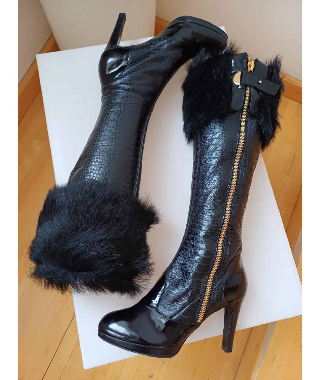 SERGIO ROSSI Черные кожаные сапоги, фото 5