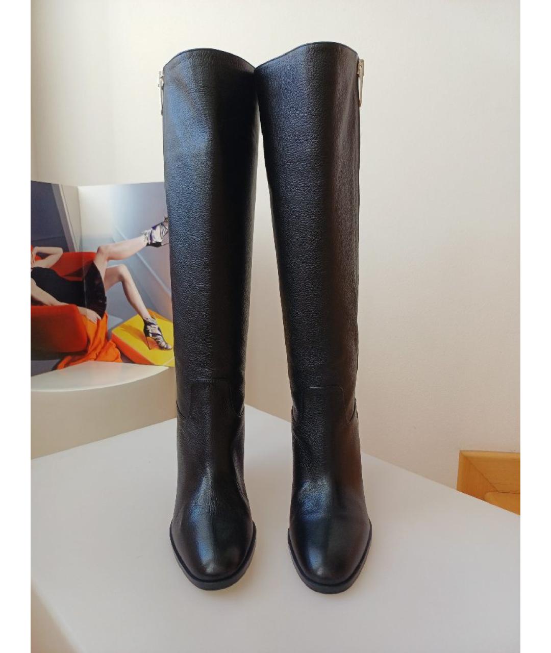 SERGIO ROSSI Черные кожаные сапоги, фото 5