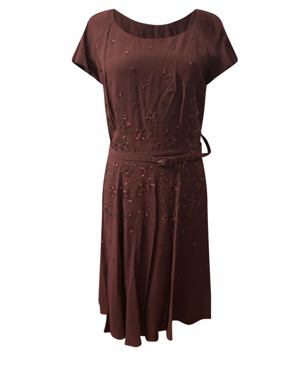 PRADA Бордовое шелковое вечернее платье, фото 1