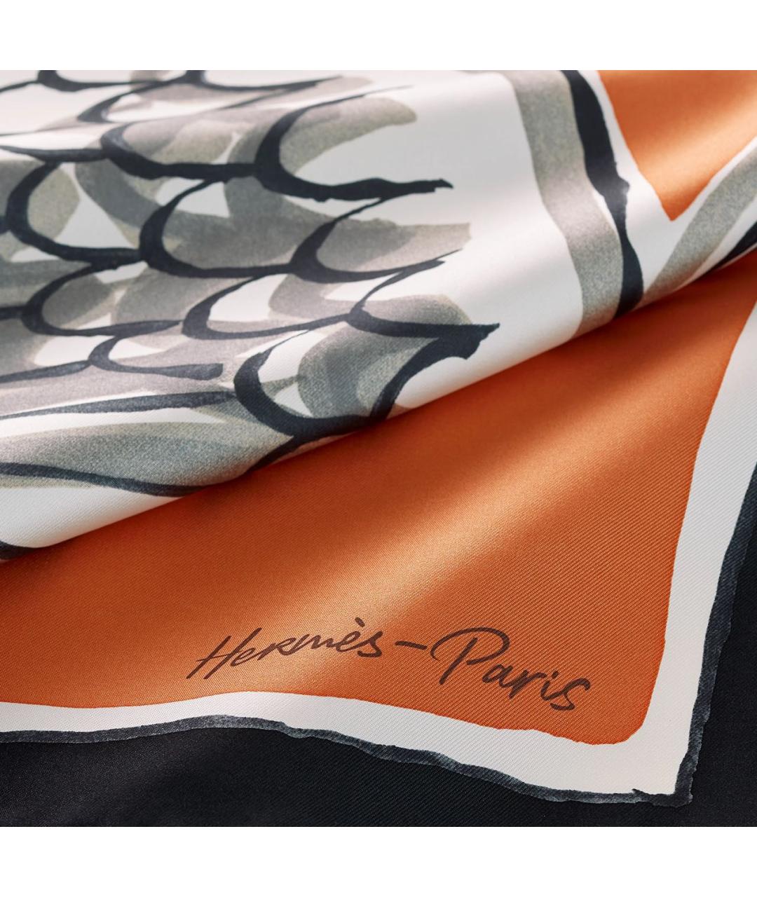 HERMES Коричневый шелковый платок, фото 2