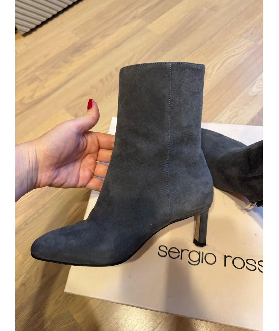 SERGIO ROSSI Серые замшевые ботильоны, фото 7