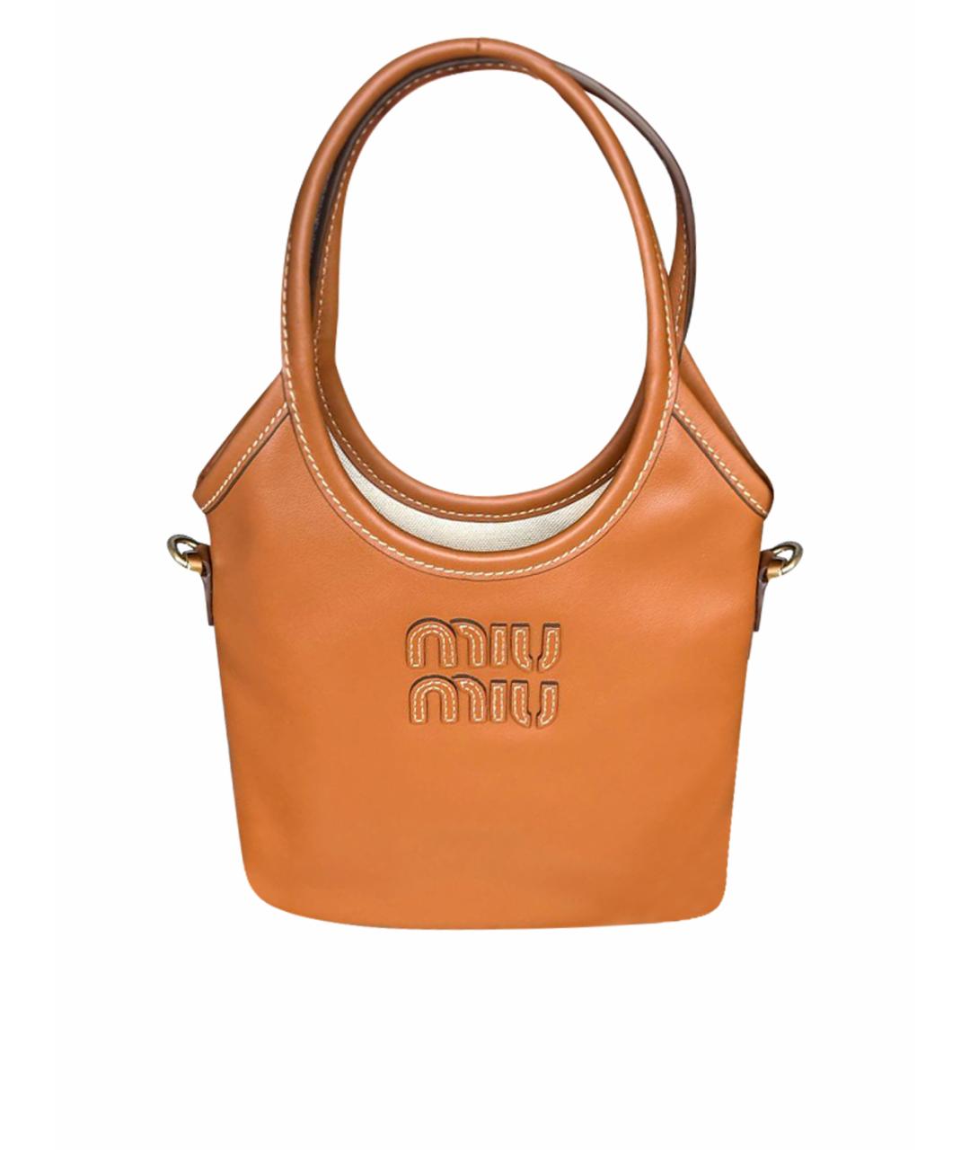 MIU MIU Коричневая кожаная сумка через плечо, фото 1