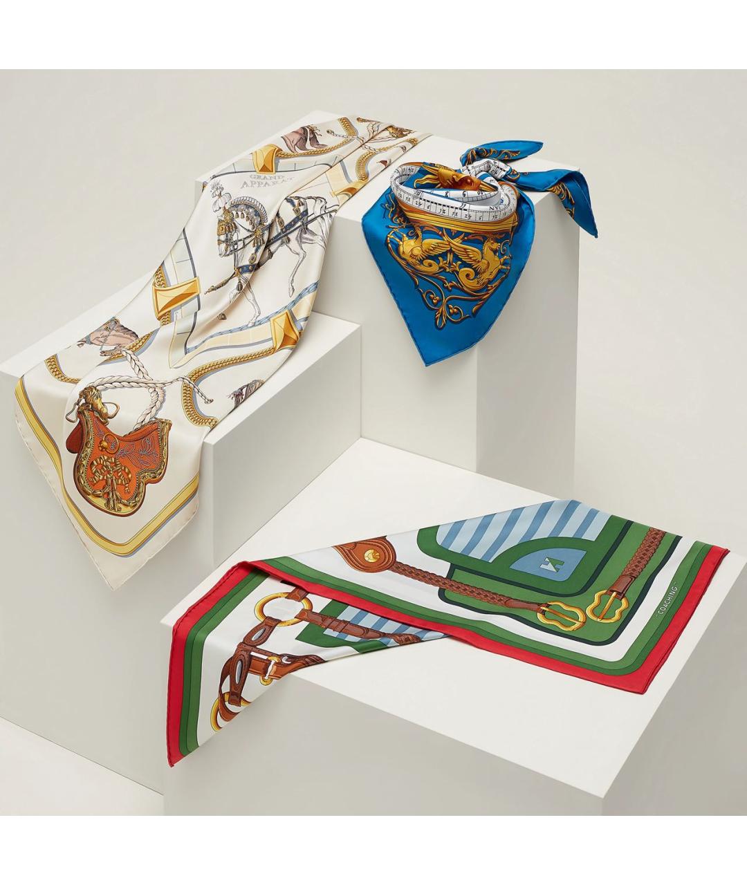 HERMES Мульти шелковый платок, фото 4