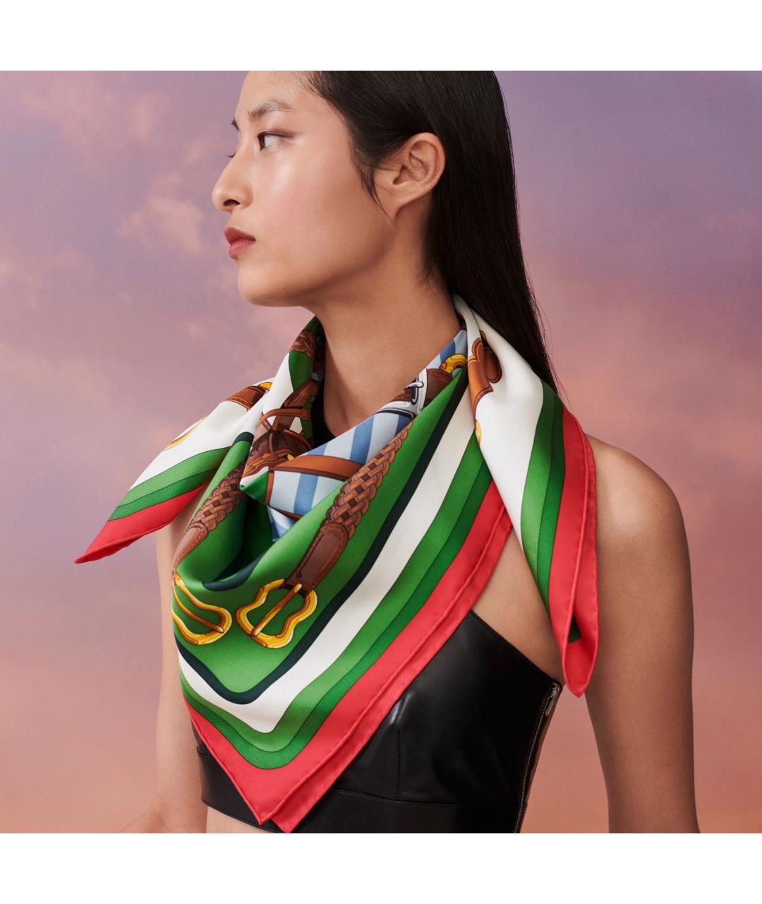 HERMES Мульти шелковый платок, фото 2