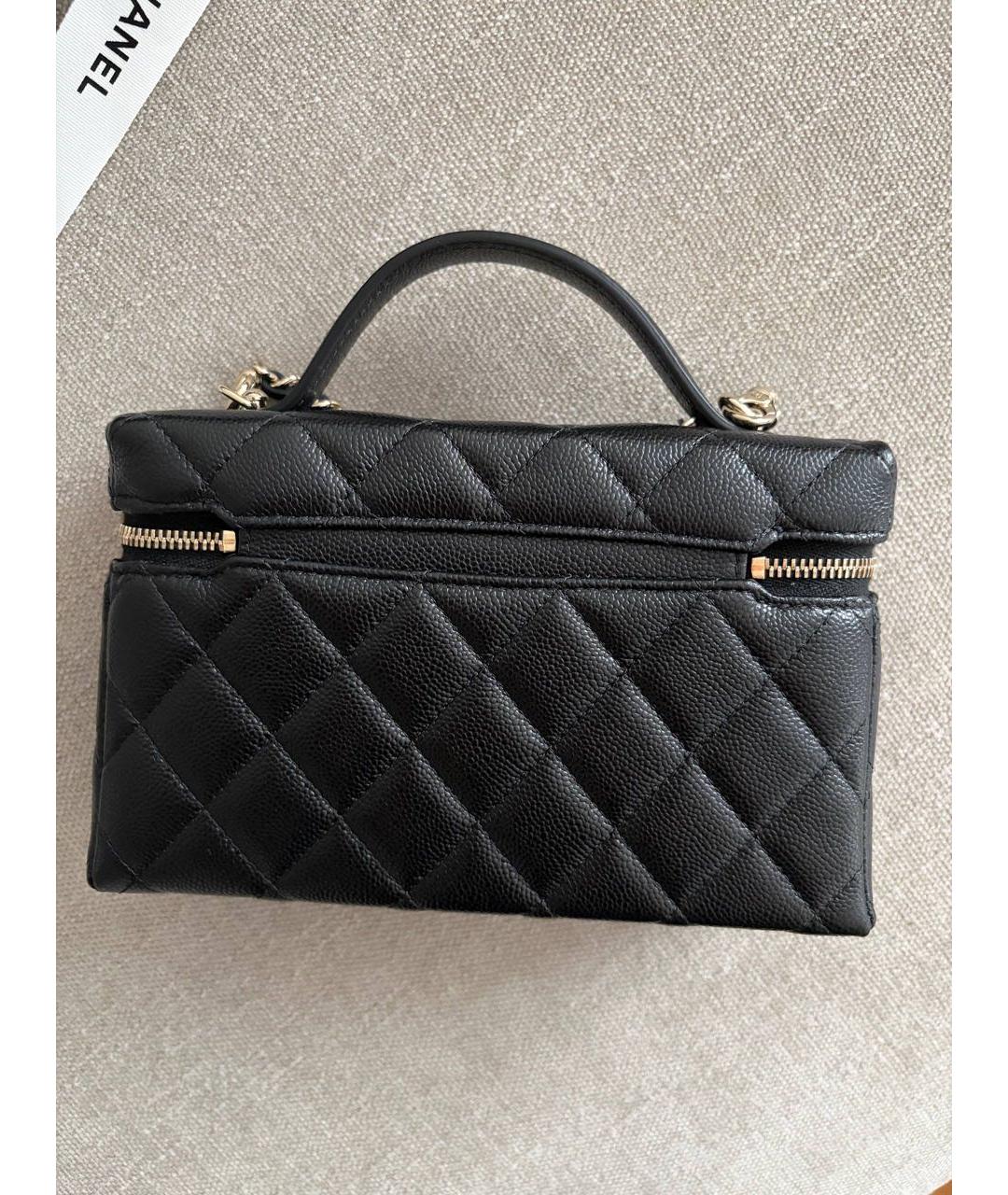 CHANEL Черная кожаная сумка с короткими ручками, фото 2