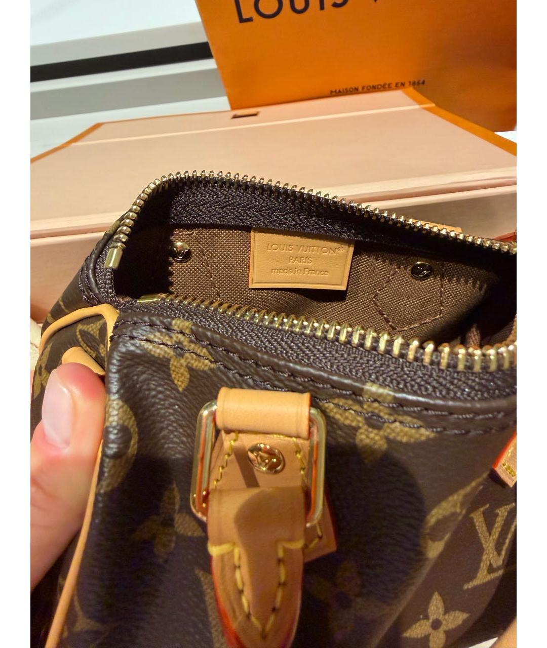 LOUIS VUITTON Коричневая кожаная сумка через плечо, фото 4