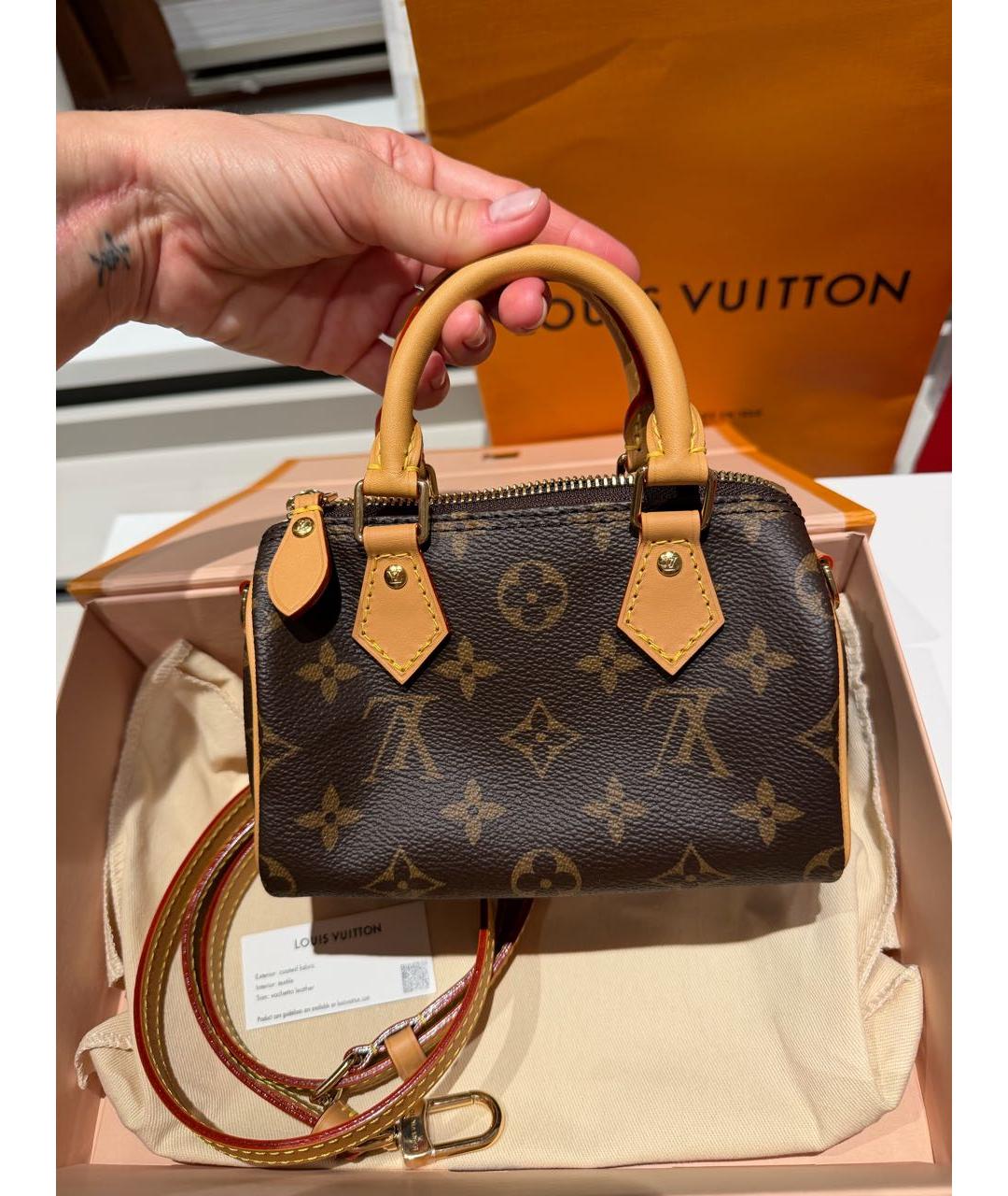 LOUIS VUITTON Коричневая кожаная сумка через плечо, фото 6
