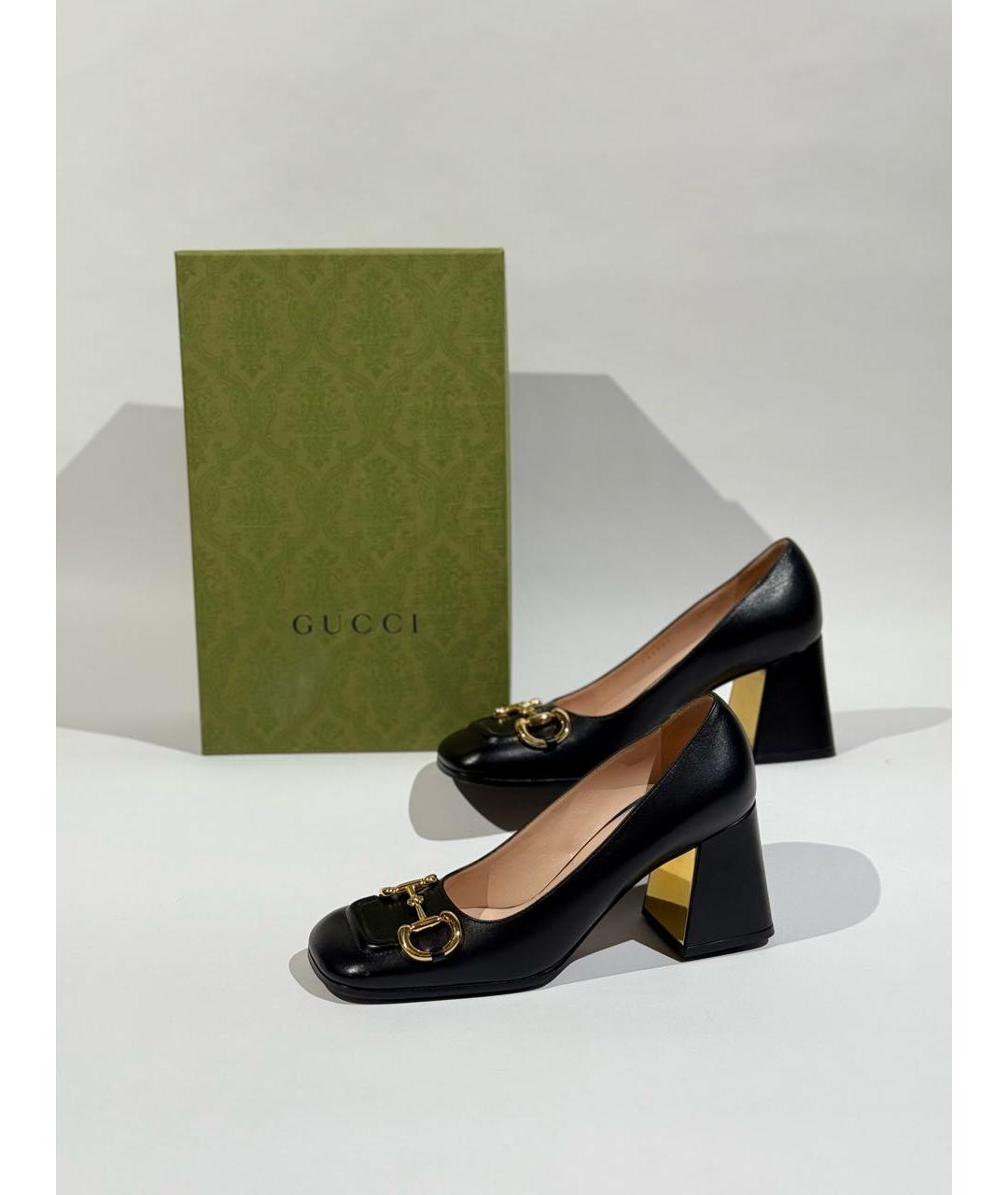 GUCCI Черные кожаные туфли, фото 5