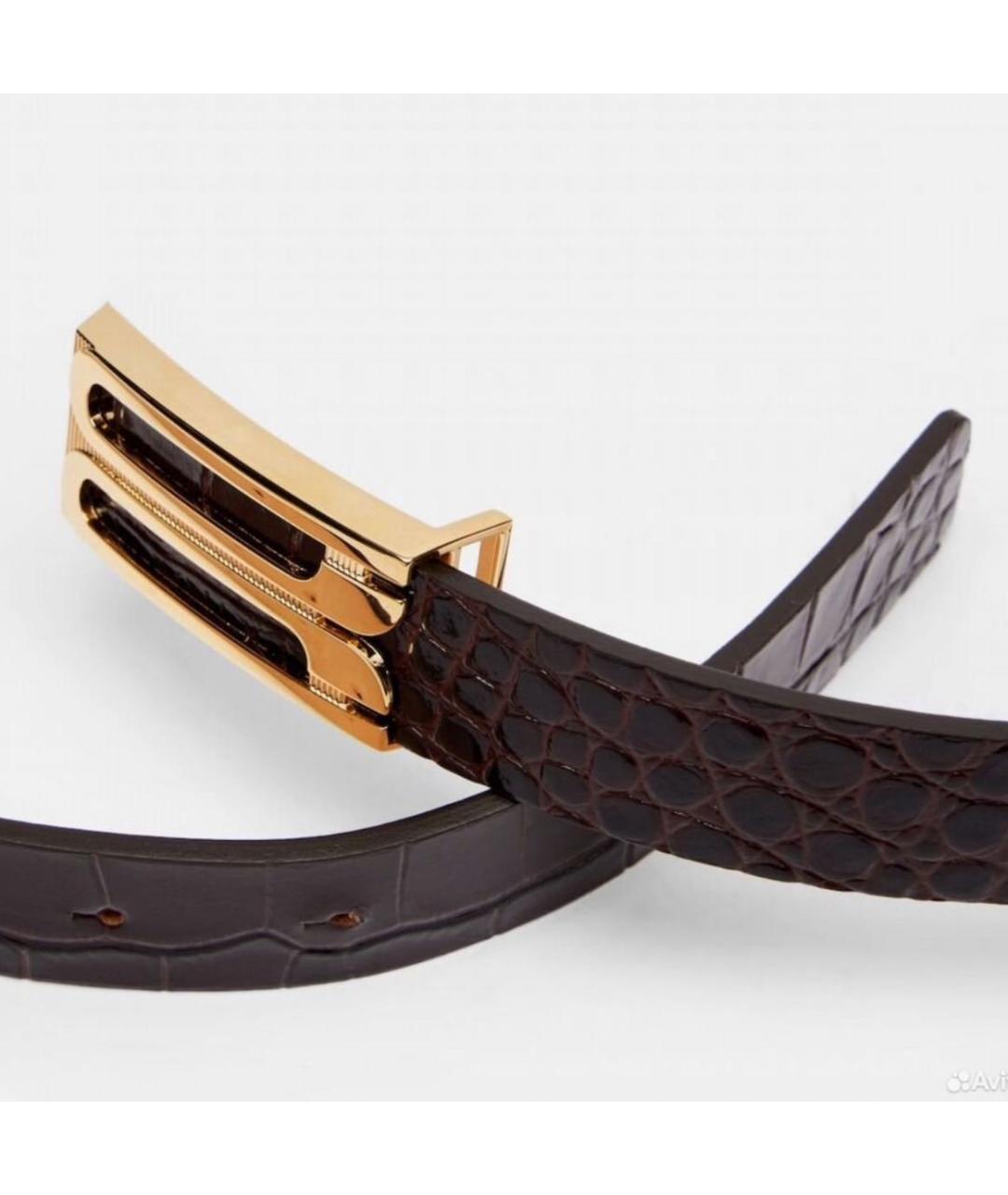 VICTORIA BECKHAM Бордовый кожаный ремень, фото 2