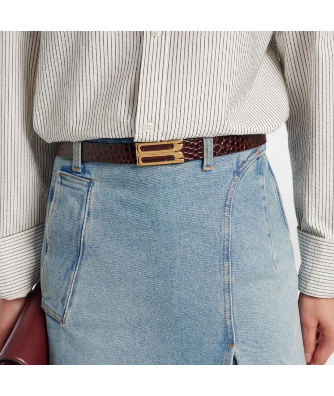 VICTORIA BECKHAM Бордовый кожаный ремень, фото 3