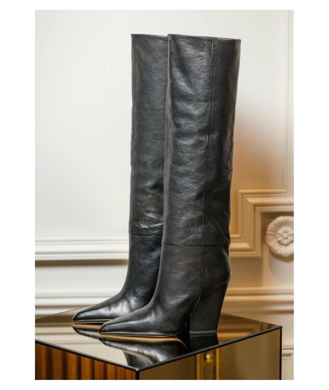 PARIS TEXAS Черные кожаные сапоги, фото 2