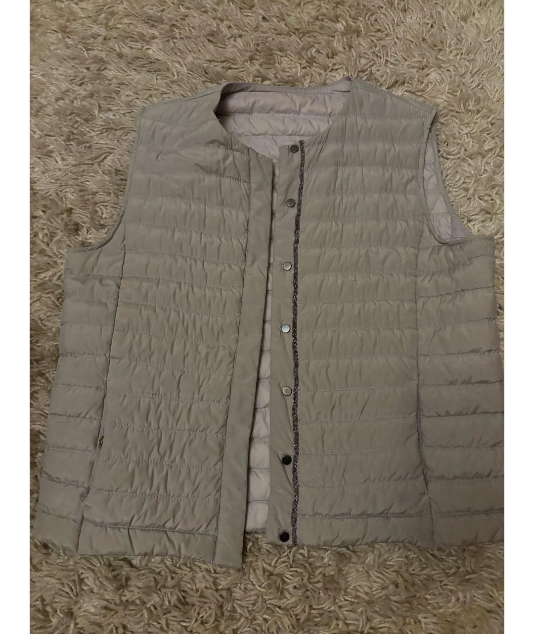 BRUNELLO CUCINELLI Бежевый шелковый жилет, фото 5