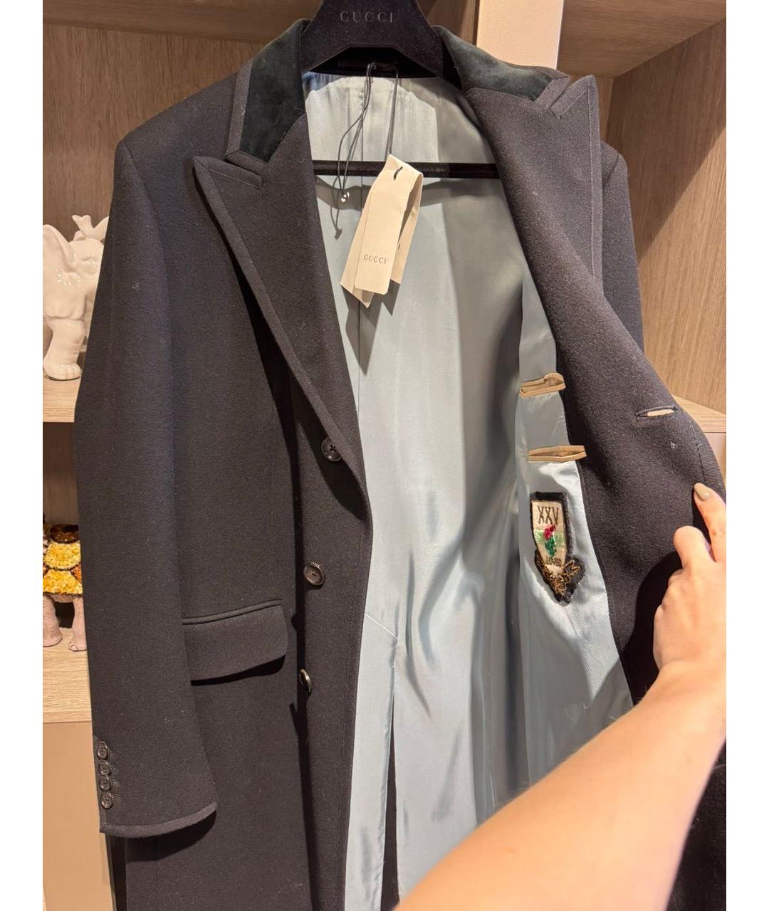 GUCCI Черное шерстяное пальто, фото 5