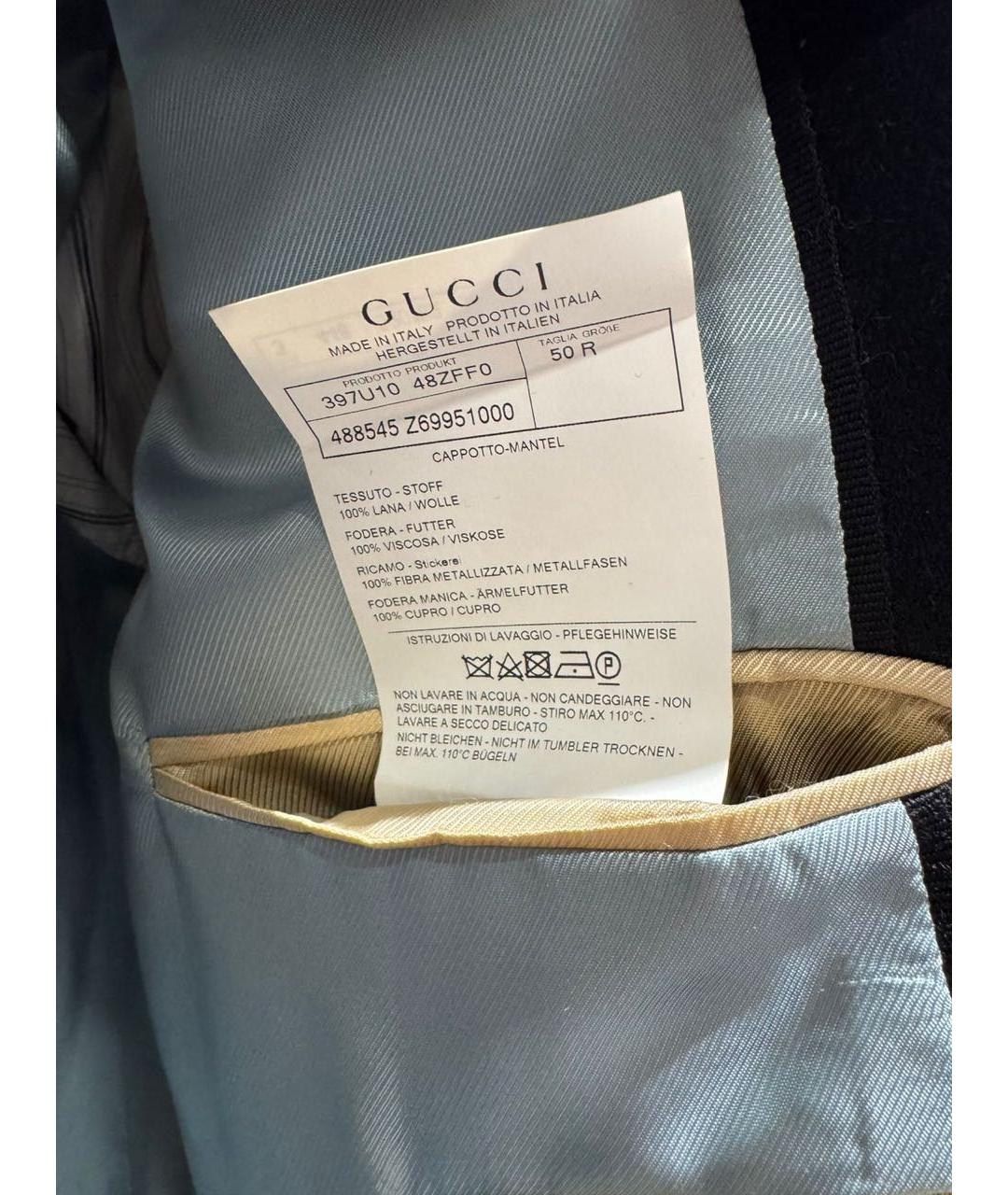 GUCCI Черное шерстяное пальто, фото 3