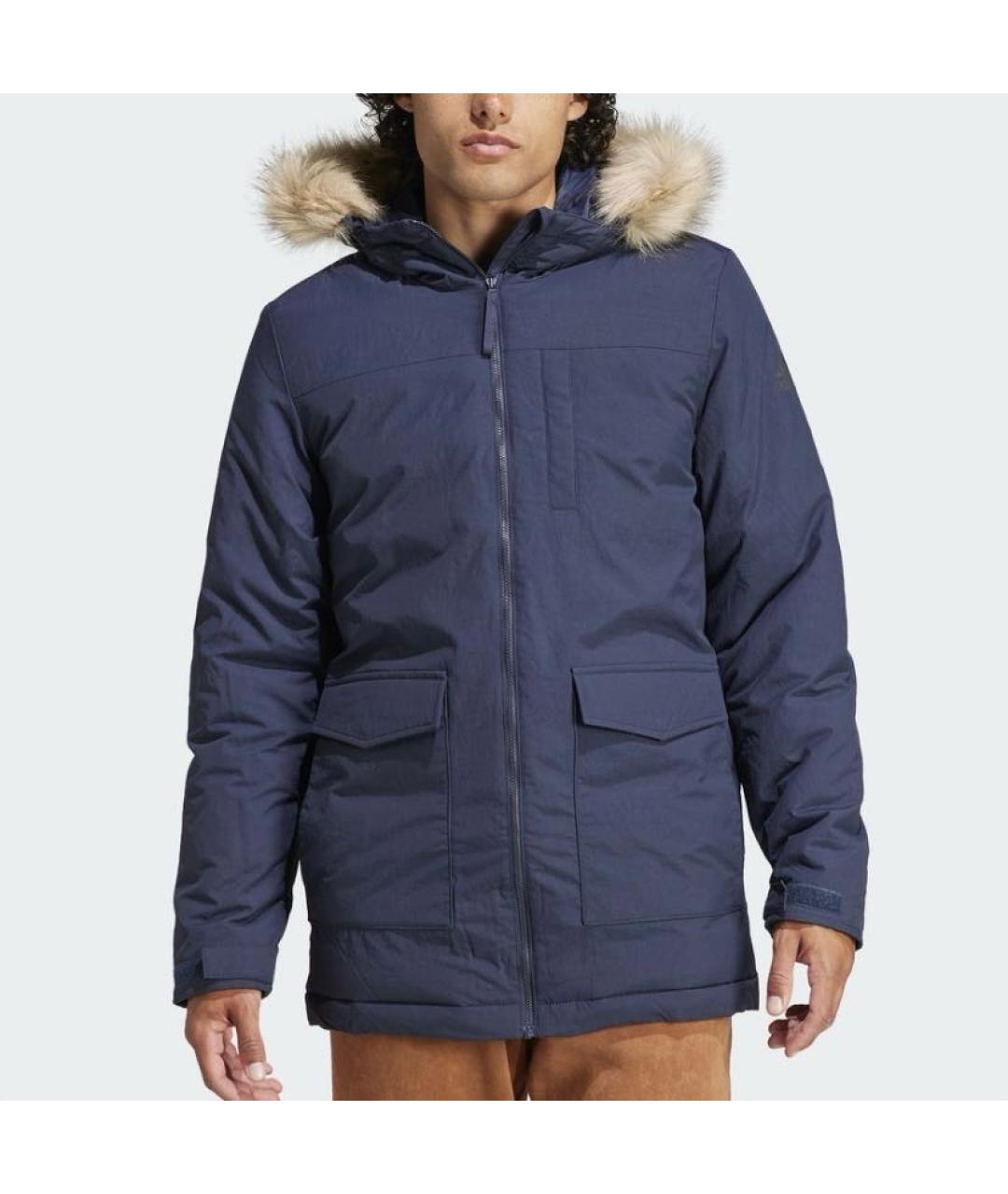 ADIDAS Темно-синяя полиамидовая парка, фото 2