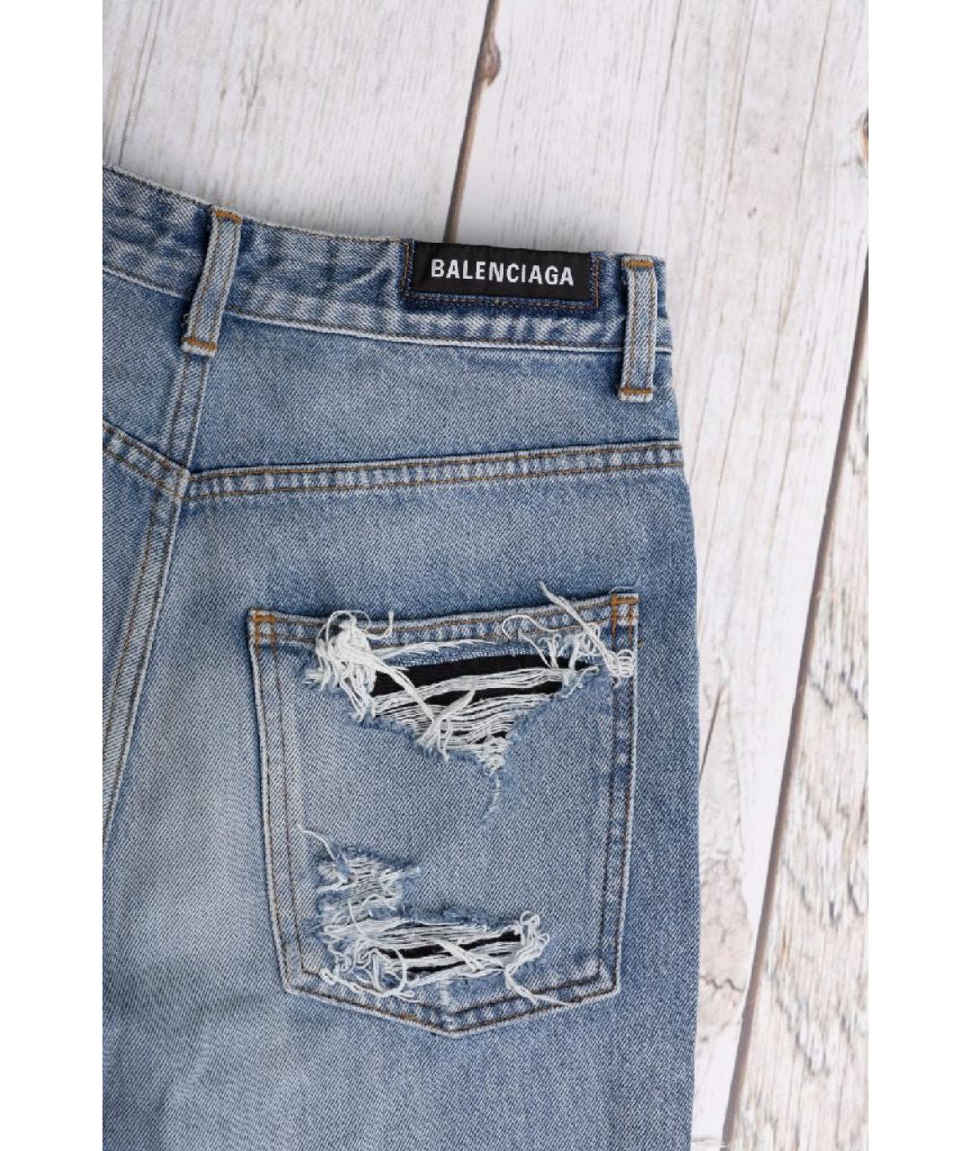 BALENCIAGA Голубые хлопковые джинсы слим, фото 4