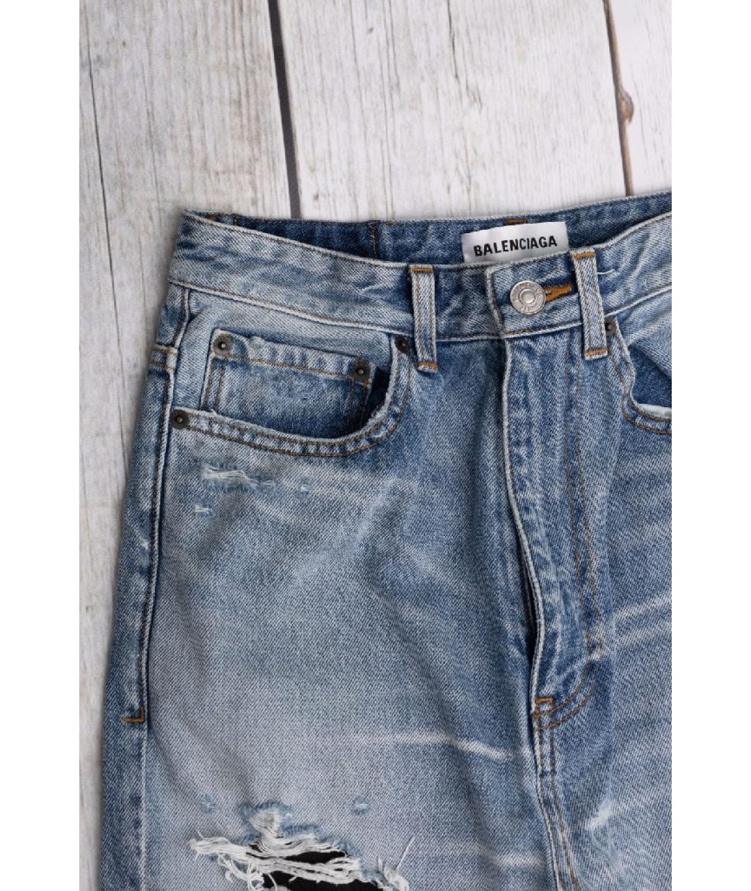 BALENCIAGA Голубые хлопковые джинсы слим, фото 3