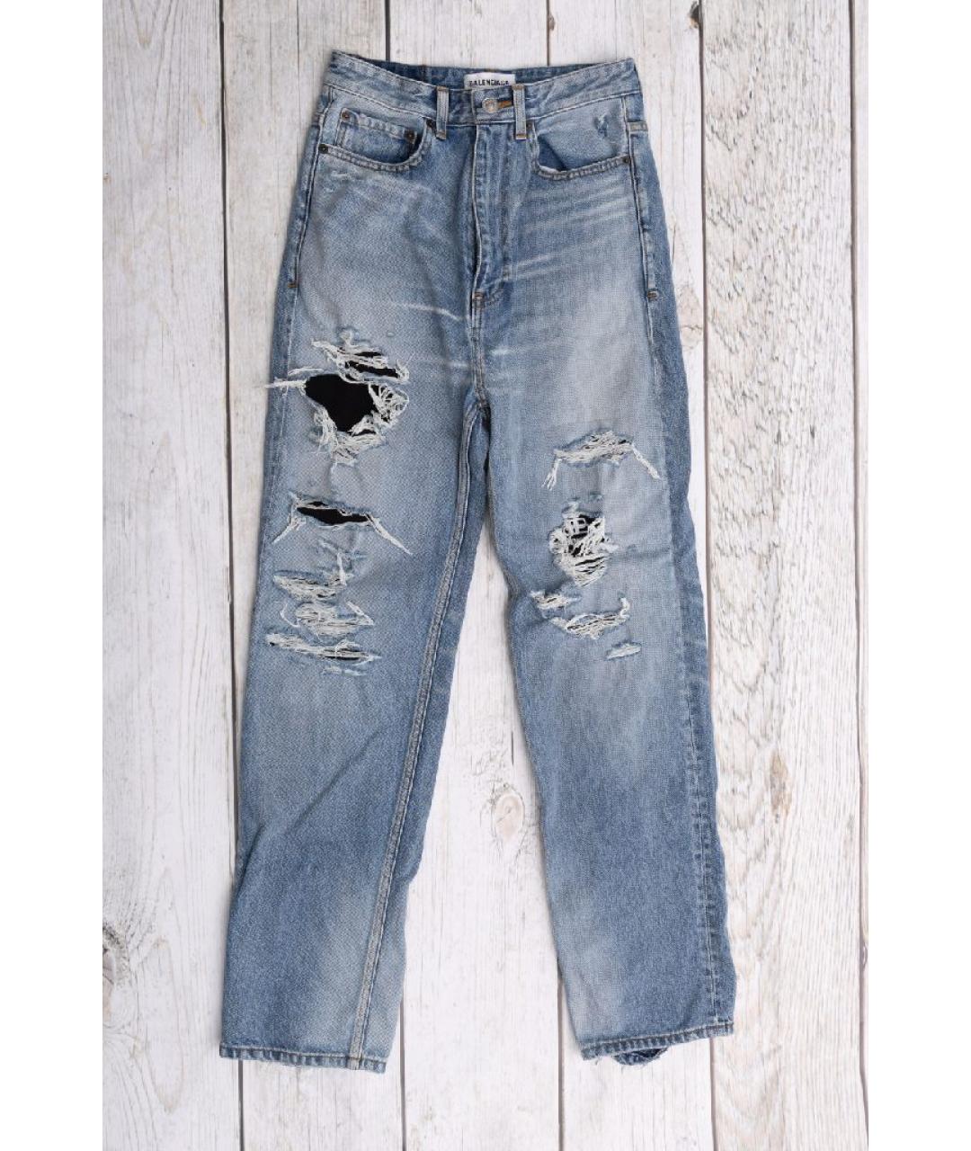 BALENCIAGA Голубые хлопковые джинсы слим, фото 10