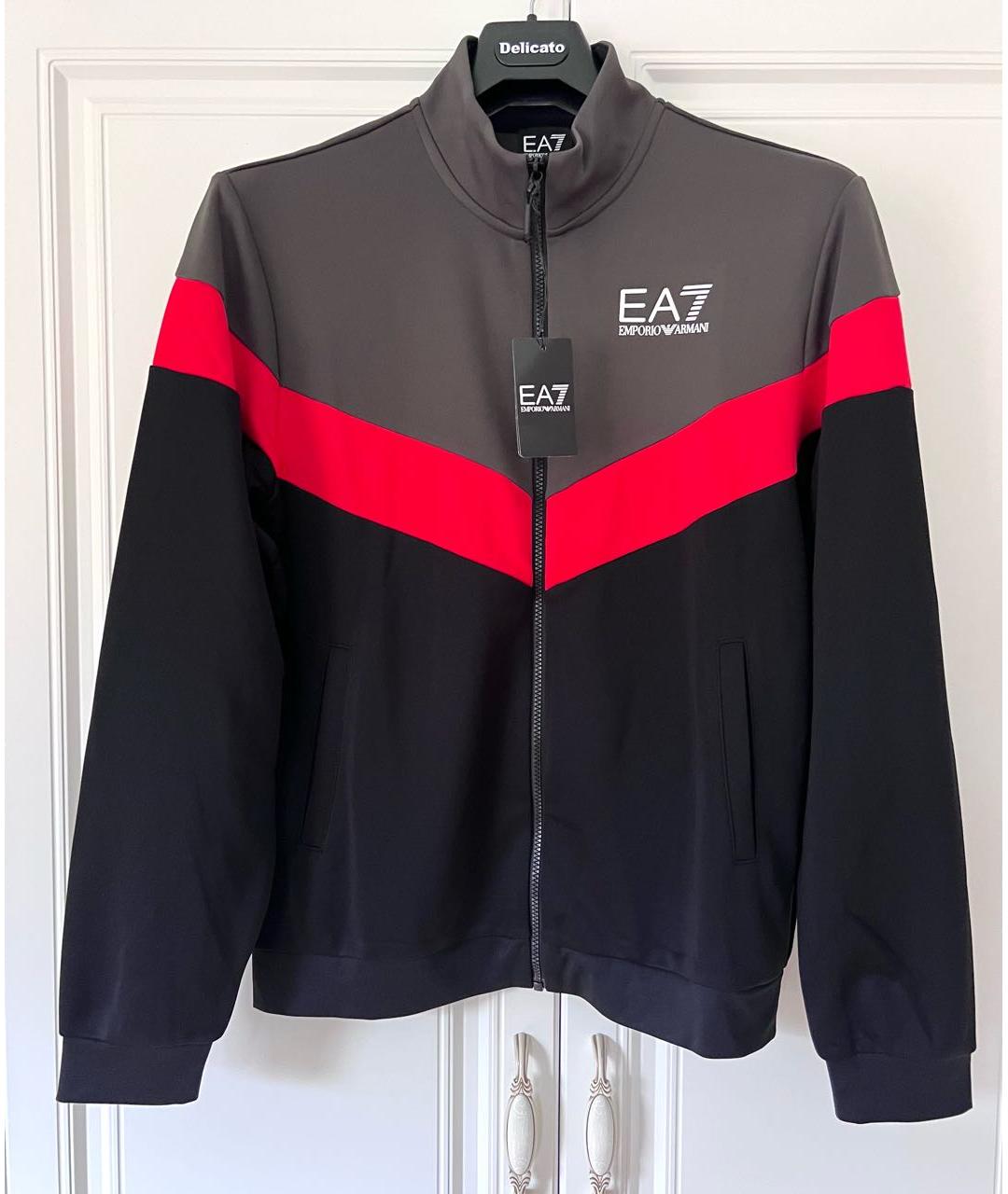 EA7 Черный полиэстеровый спортивный костюм, фото 7