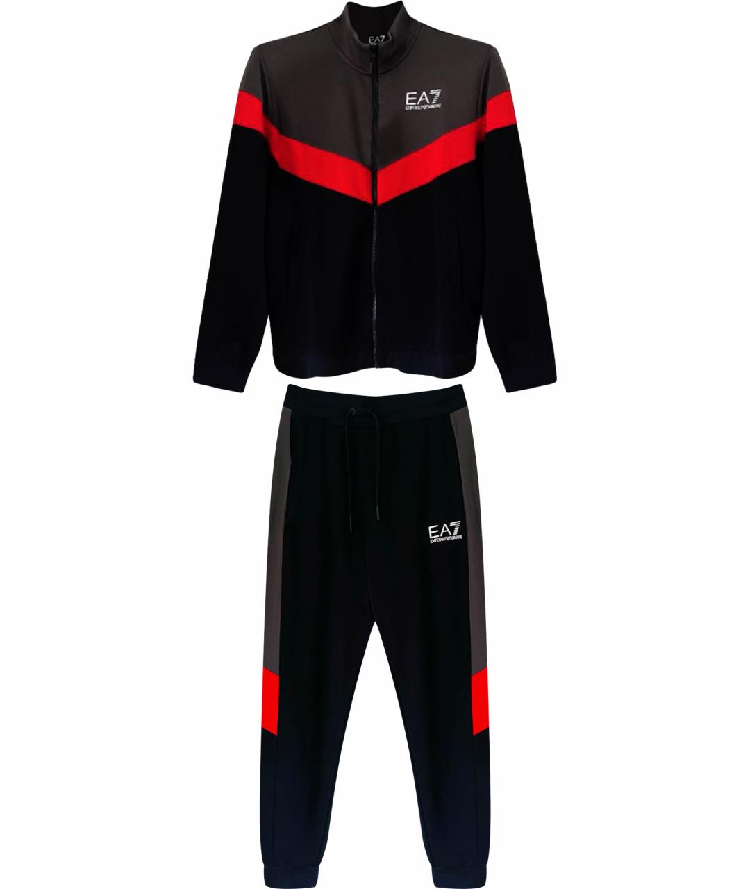 EA7 Черный полиэстеровый спортивный костюм, фото 1