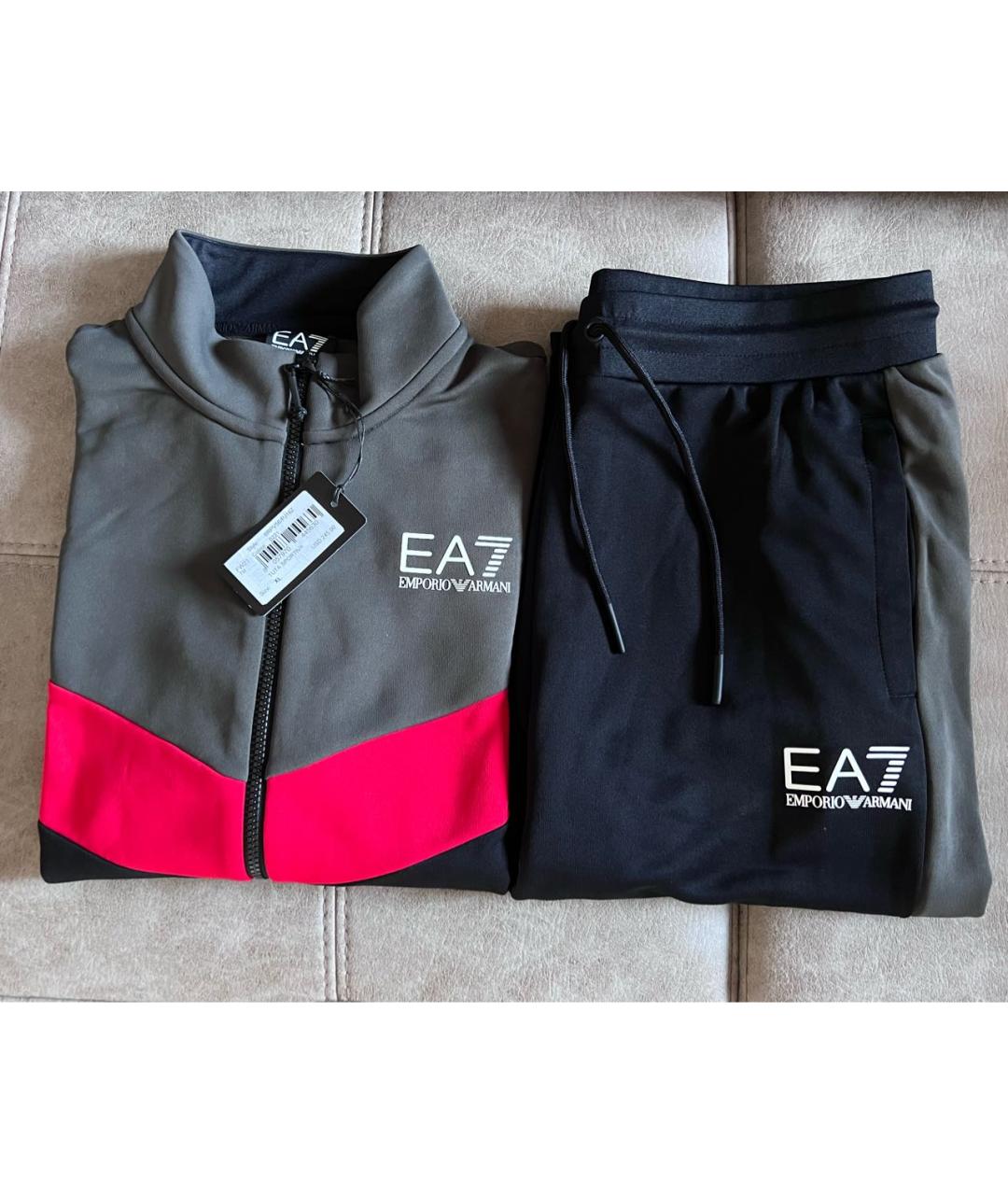 EA7 Черный полиэстеровый спортивный костюм, фото 5