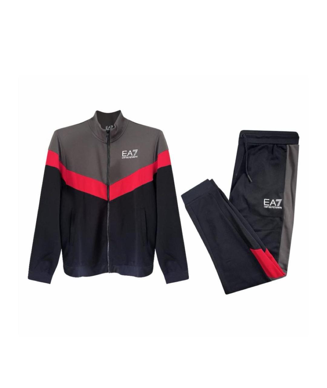 EA7 Черный полиэстеровый спортивный костюм, фото 9