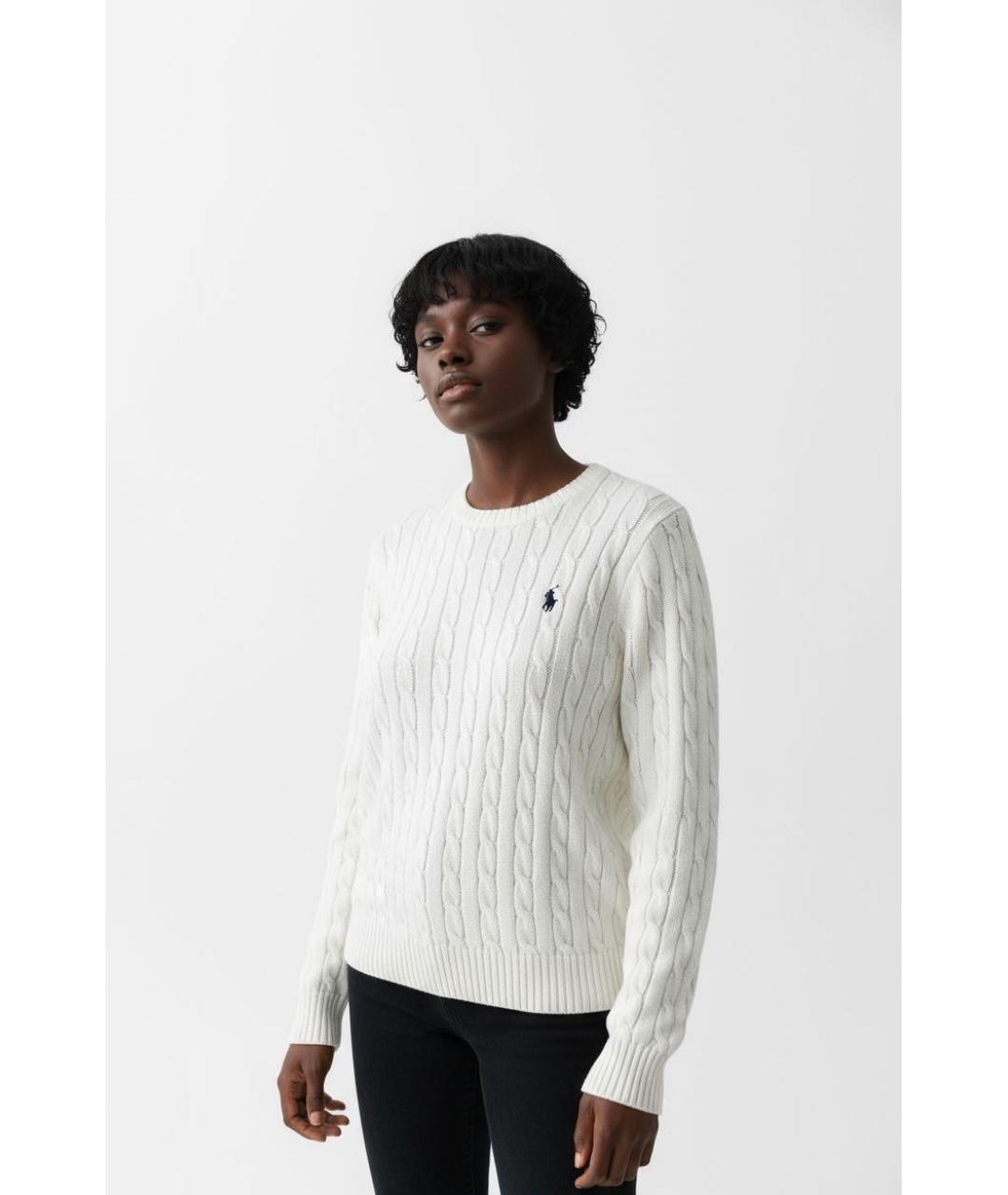 RALPH LAUREN Белый хлопковый джемпер / свитер, фото 2