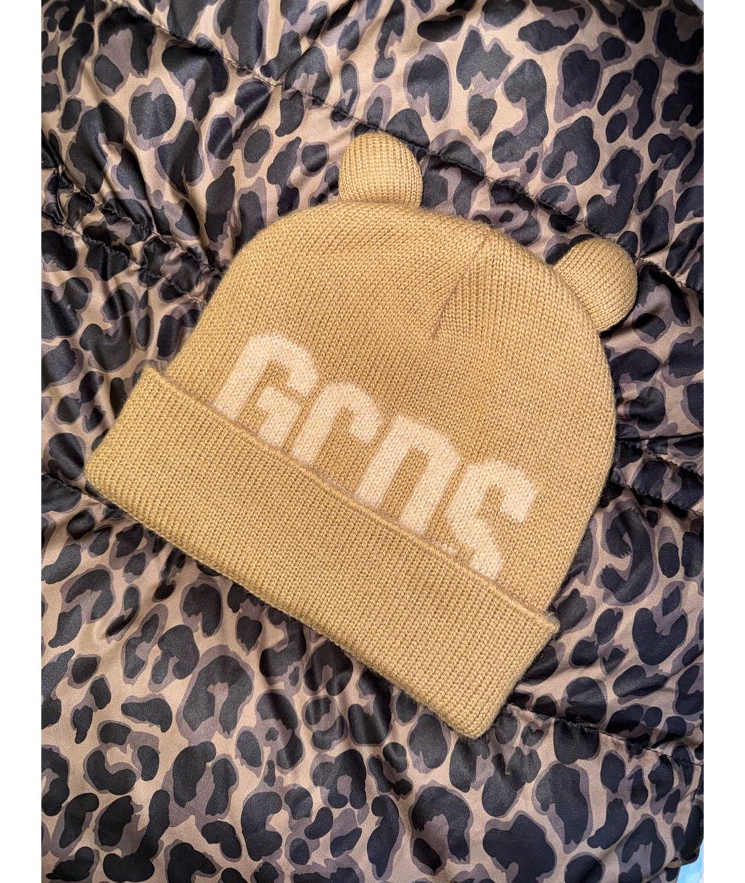 GCDS Коричневая шерстяная шапка, фото 3