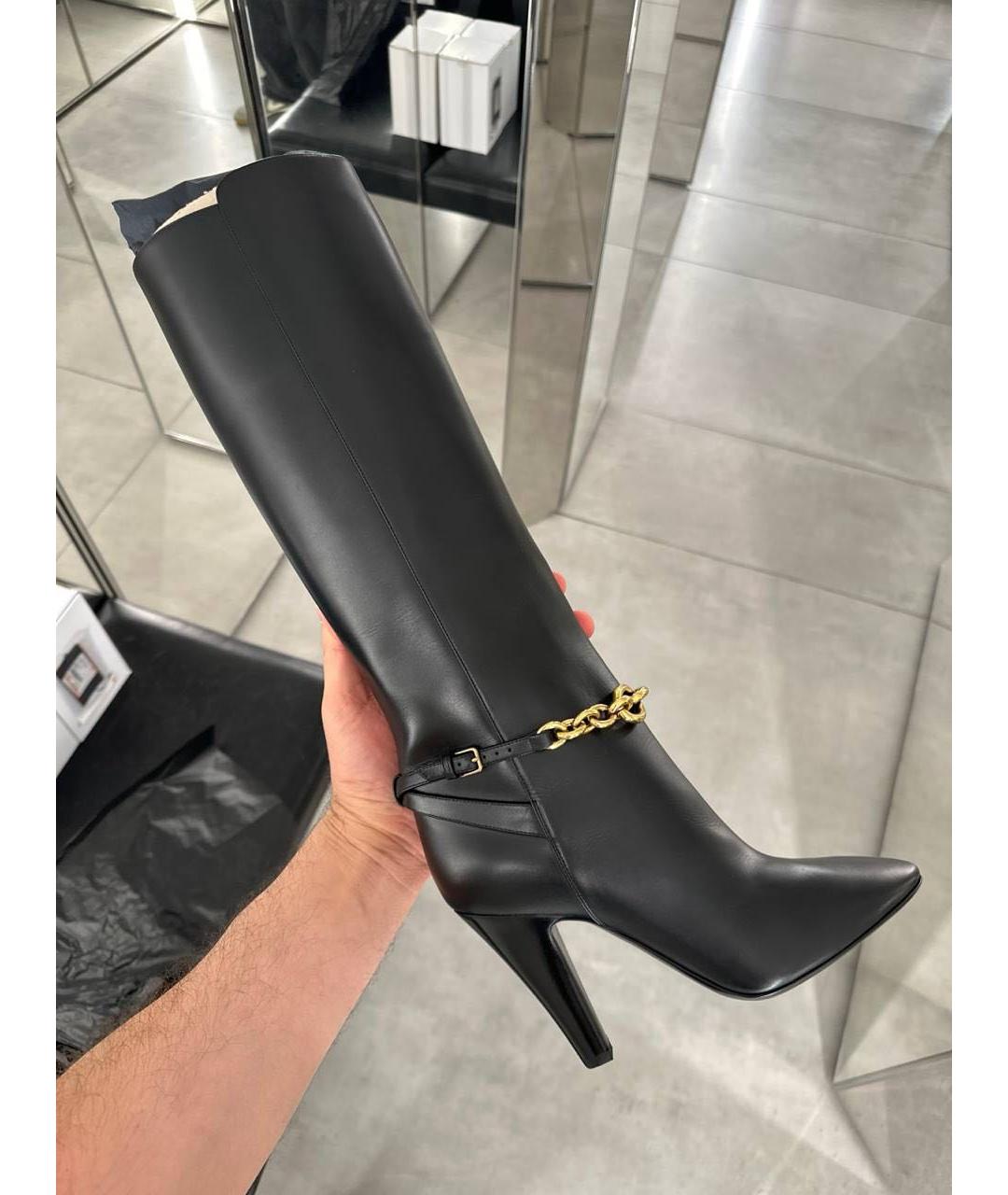 SAINT LAURENT Черные кожаные сапоги, фото 3