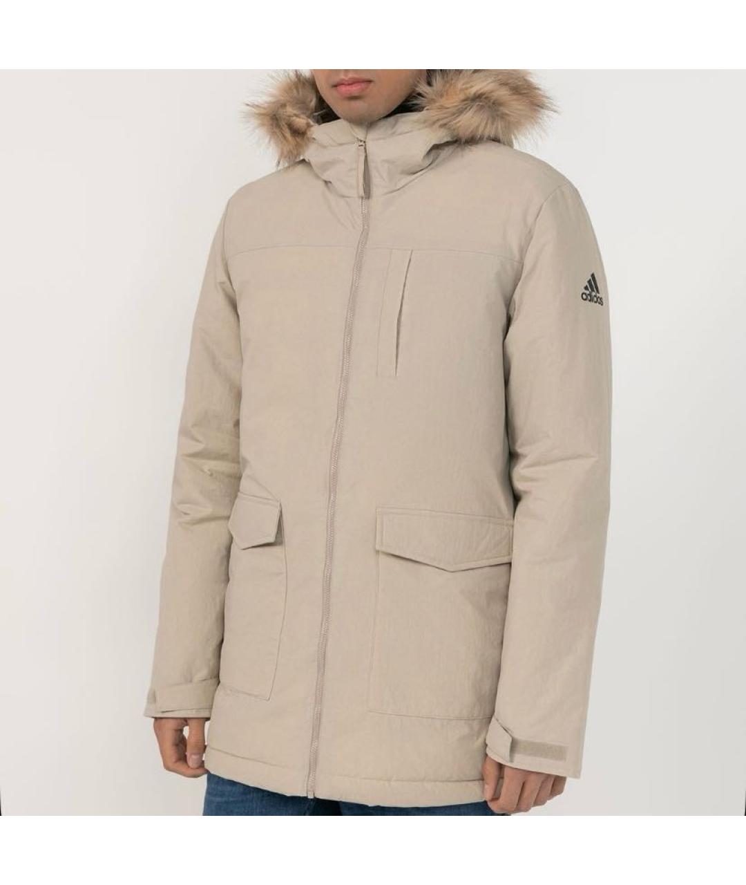 ADIDAS Бежевая полиамидовая парка, фото 6