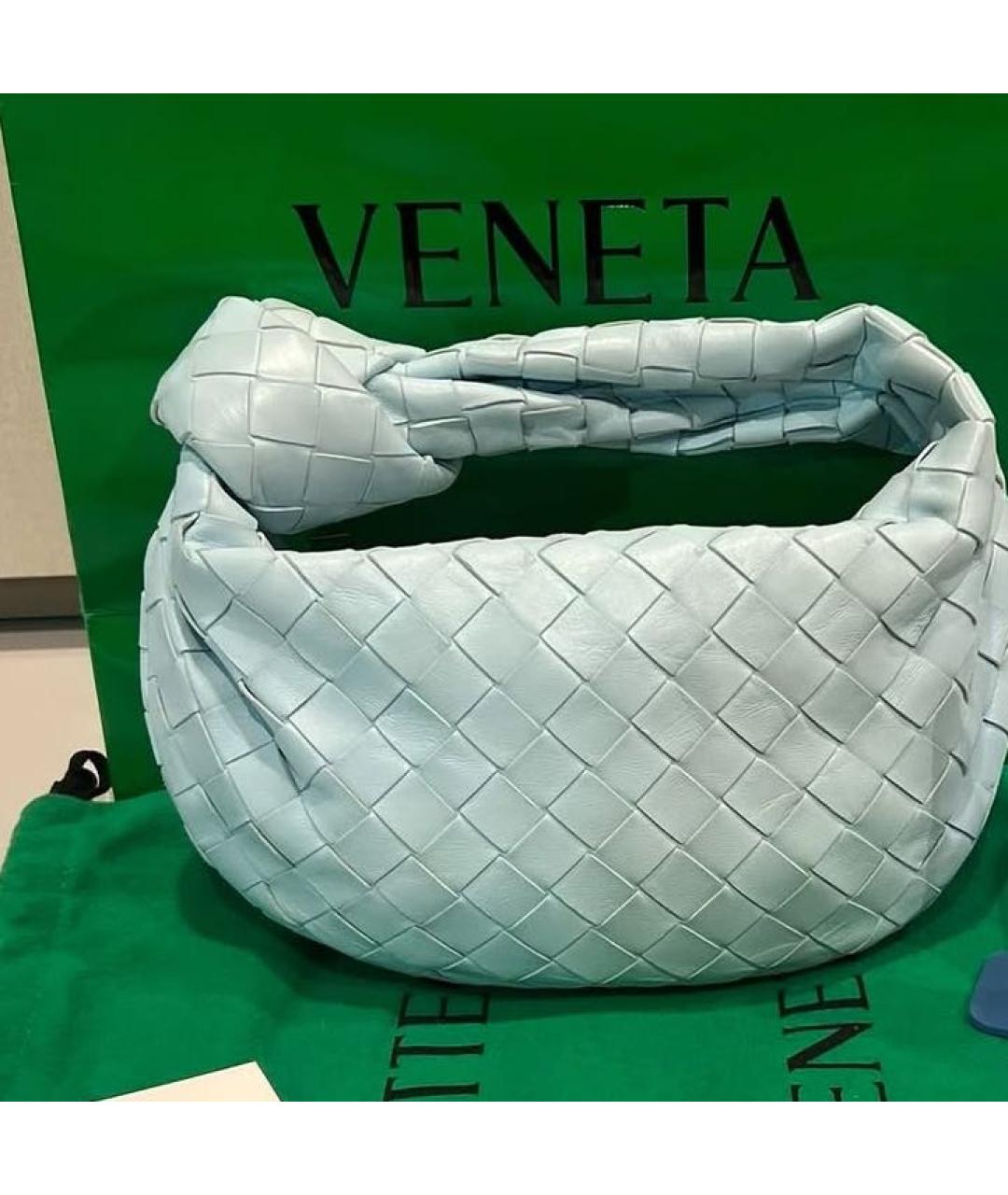 BOTTEGA VENETA Голубая кожаная сумка с короткими ручками, фото 2