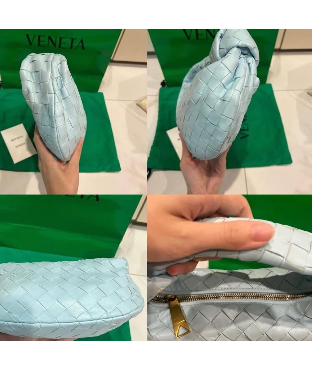 BOTTEGA VENETA Голубая кожаная сумка с короткими ручками, фото 3