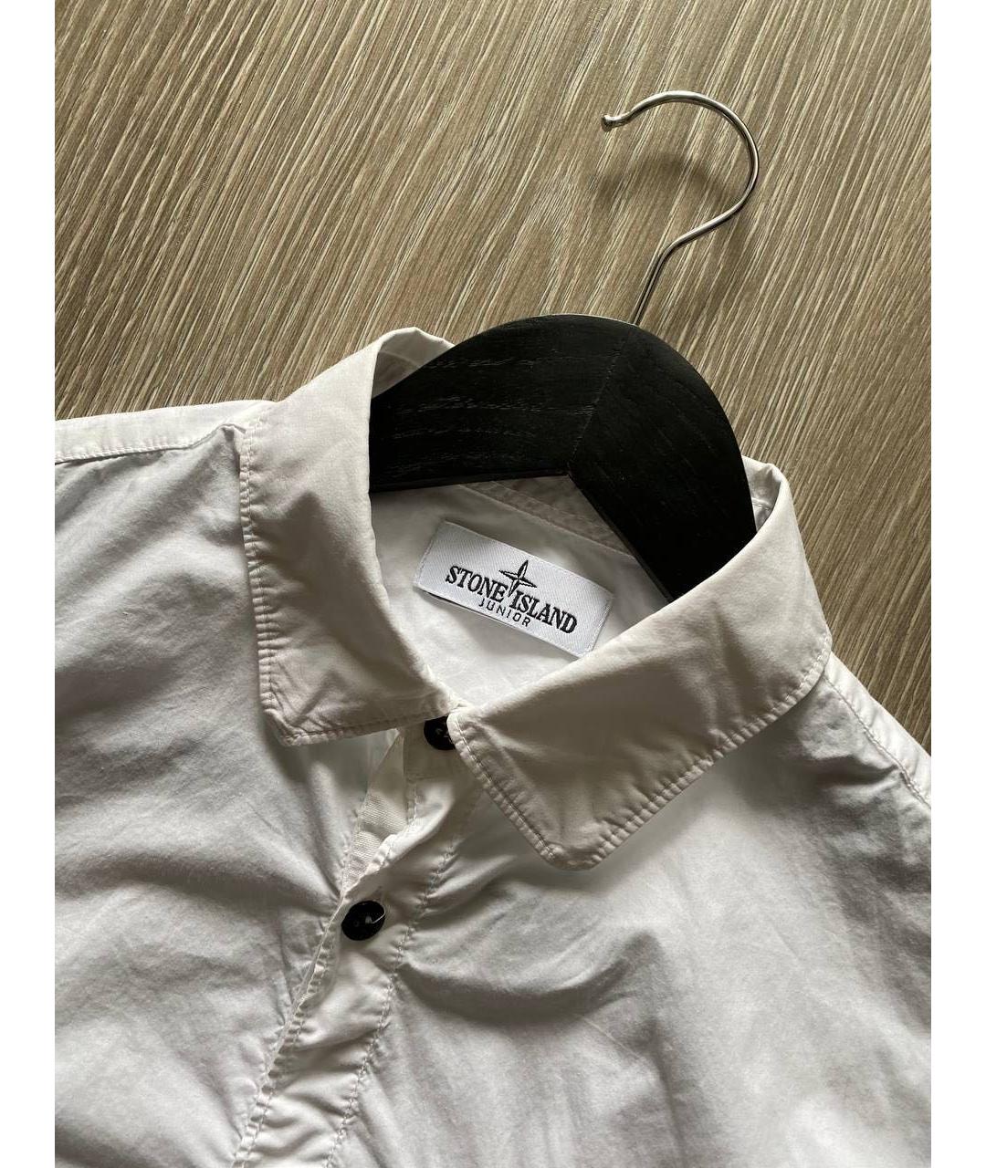 STONE ISLAND Белая хлопковая детская рубашка, фото 4