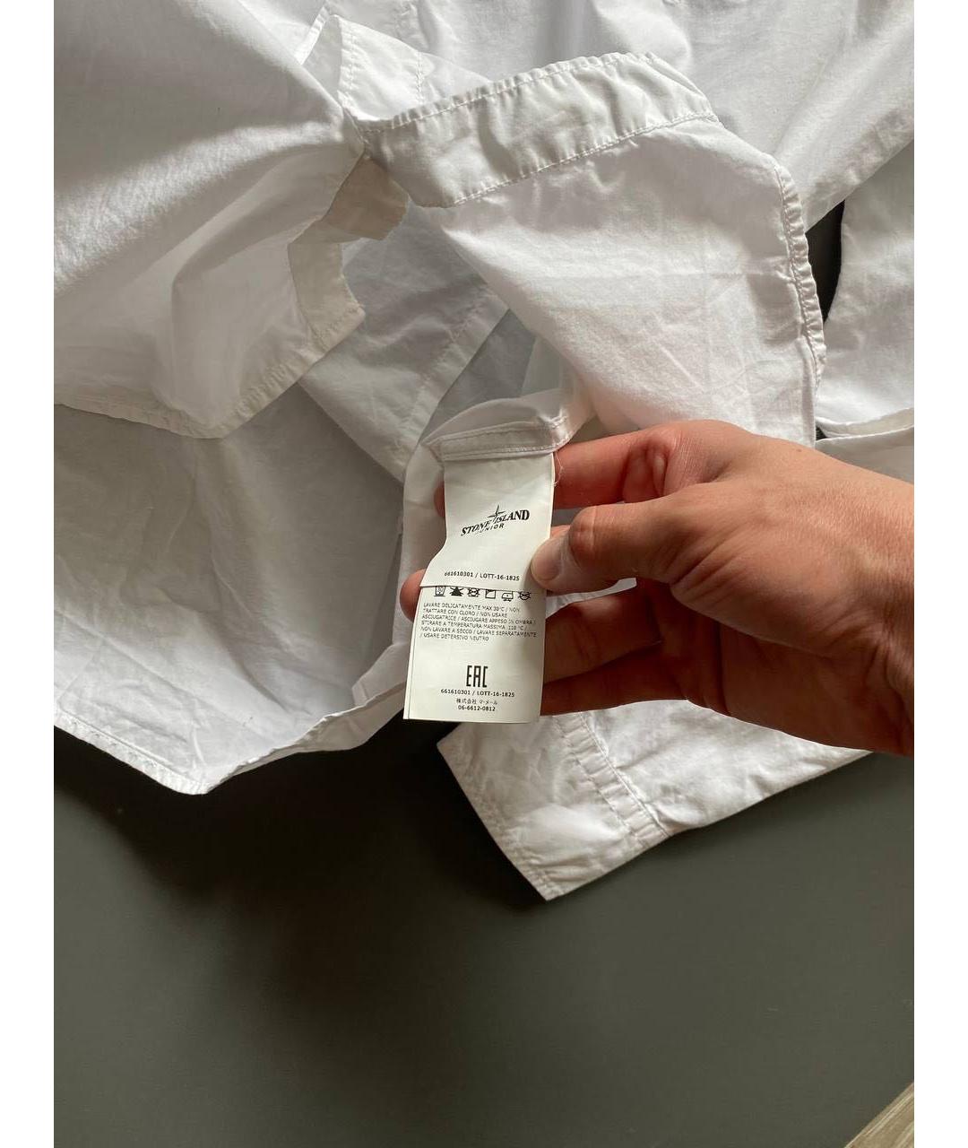 STONE ISLAND Белая хлопковая детская рубашка, фото 5