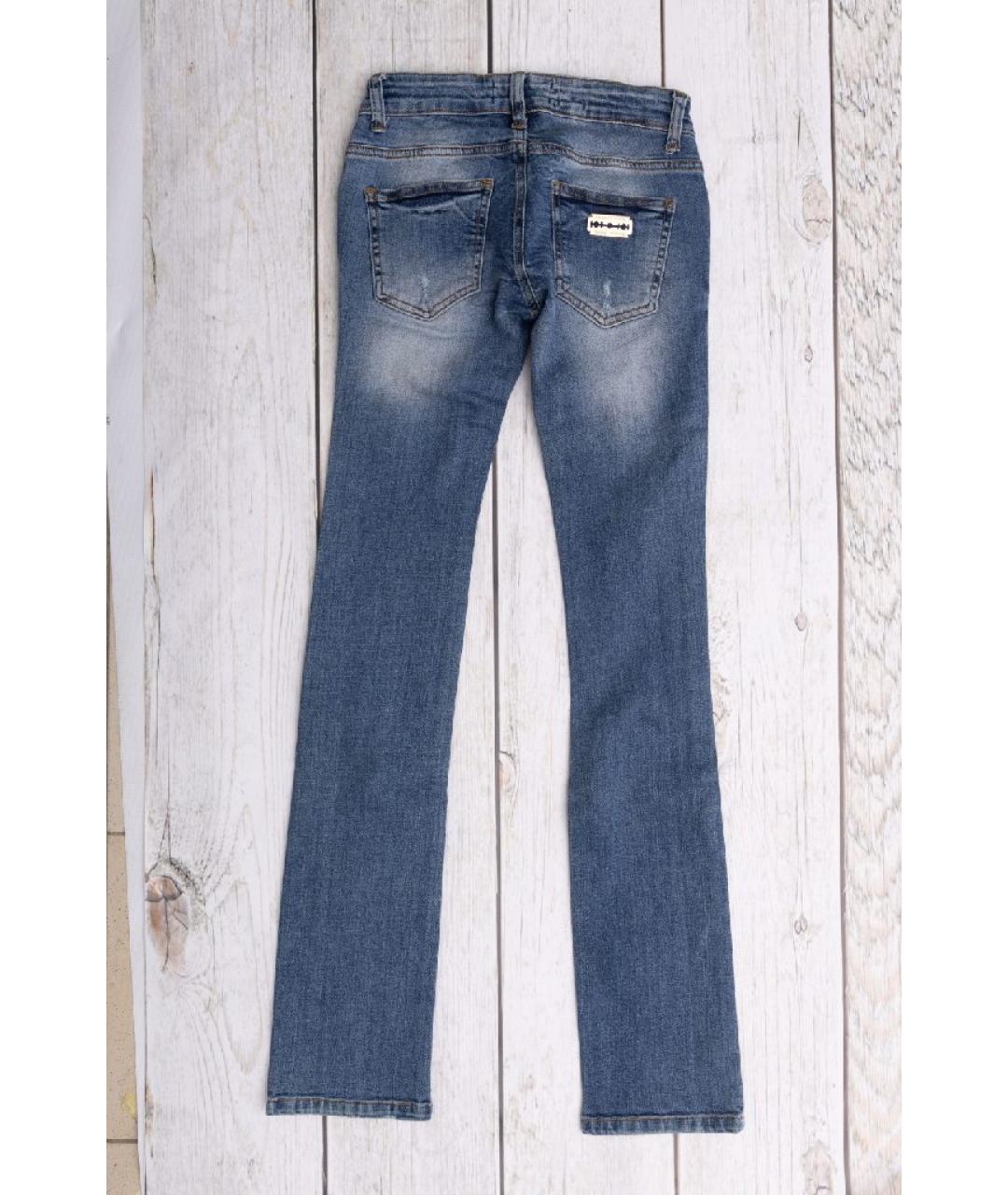 PHILIPP PLEIN Синие хлопковые прямые джинсы, фото 2