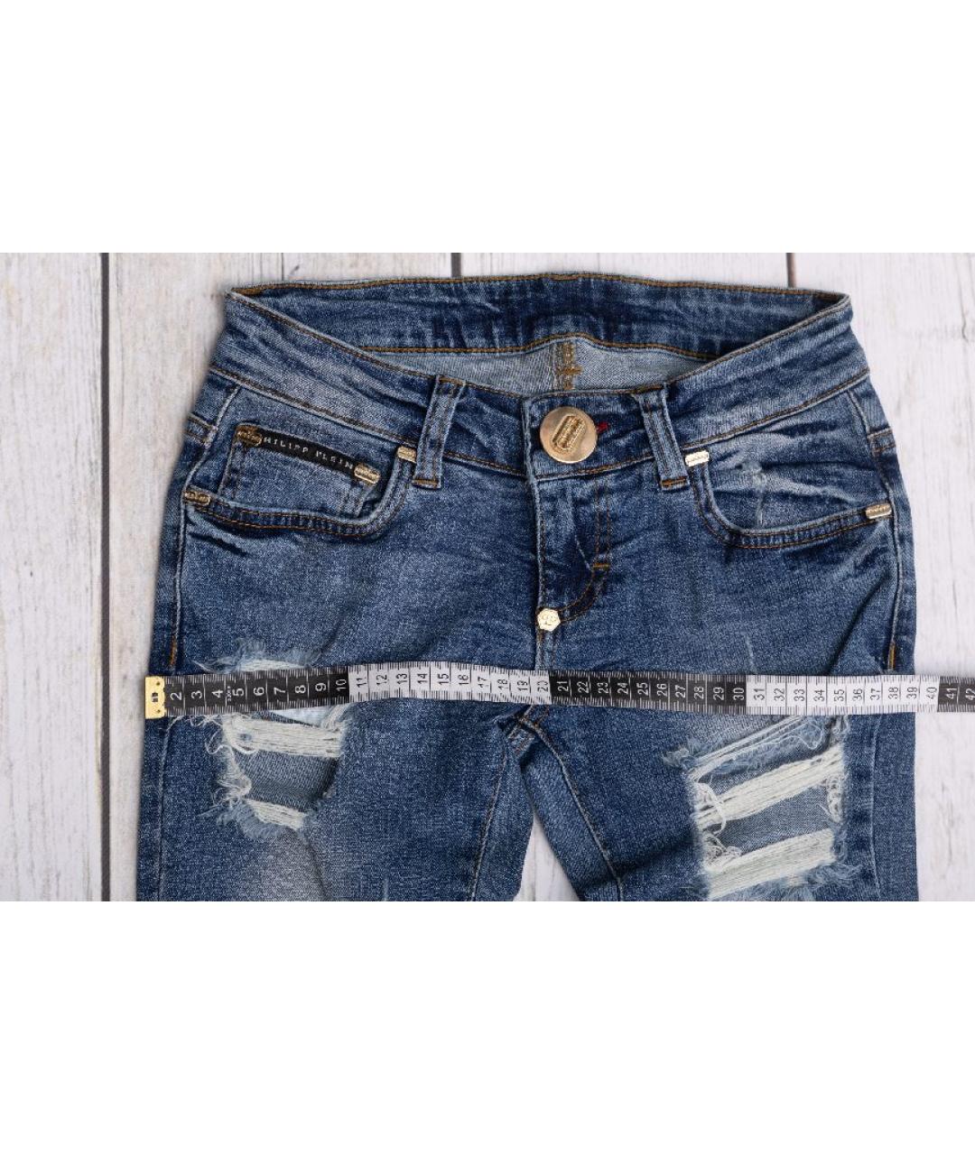 PHILIPP PLEIN Синие хлопковые прямые джинсы, фото 6