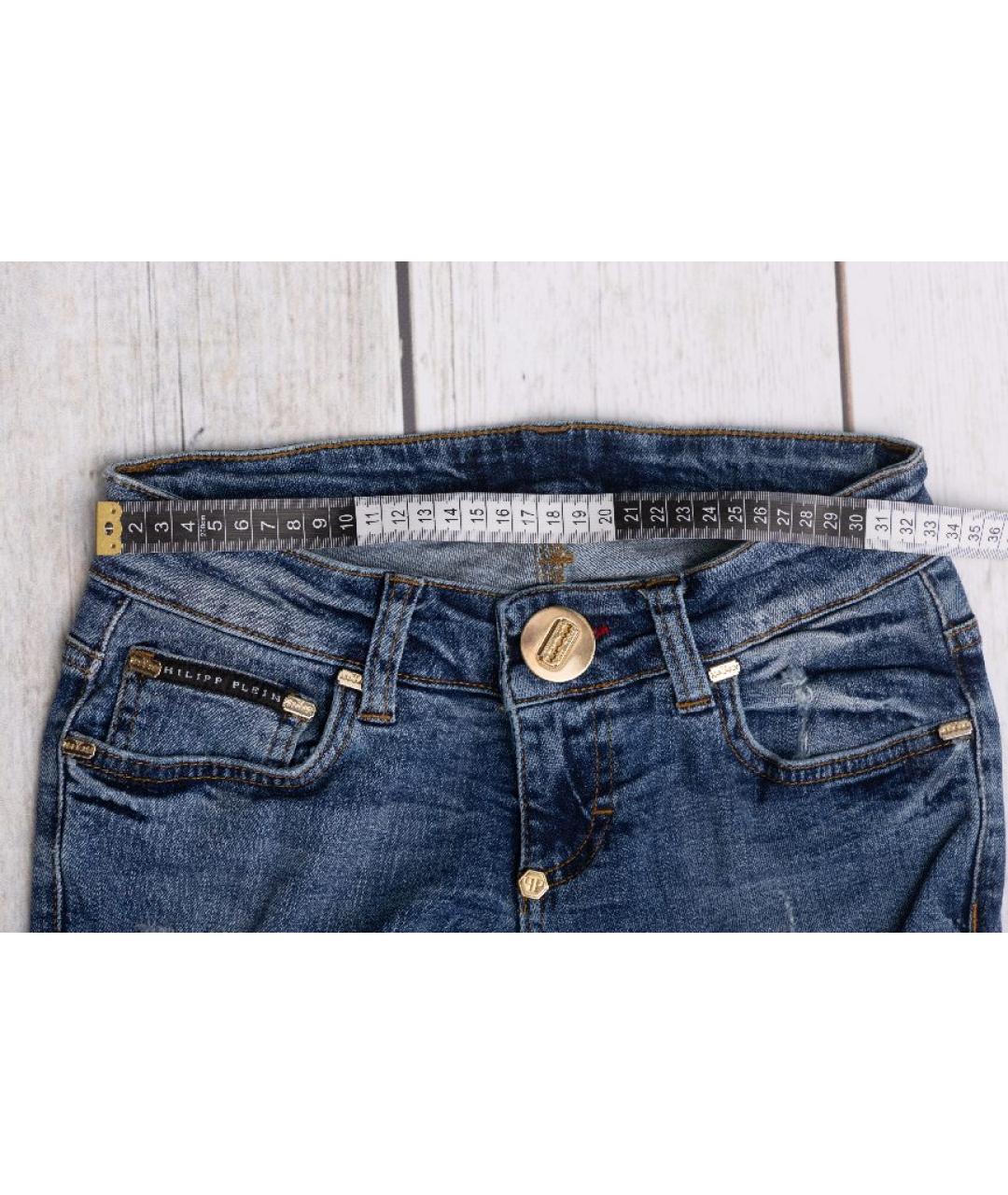 PHILIPP PLEIN Синие хлопковые прямые джинсы, фото 5