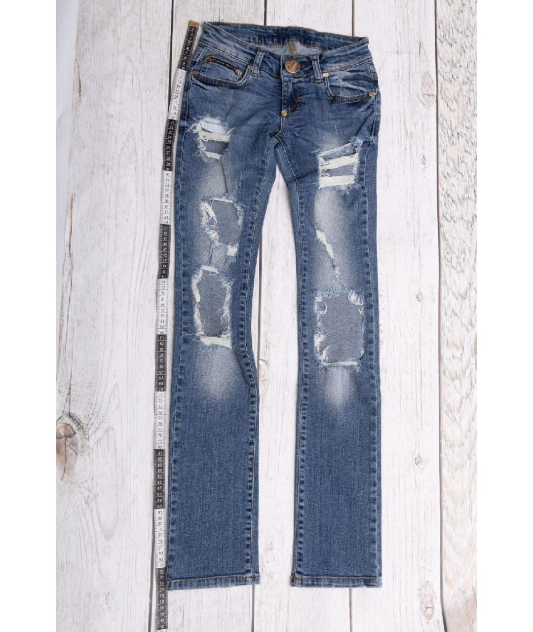 PHILIPP PLEIN Синие хлопковые прямые джинсы, фото 7