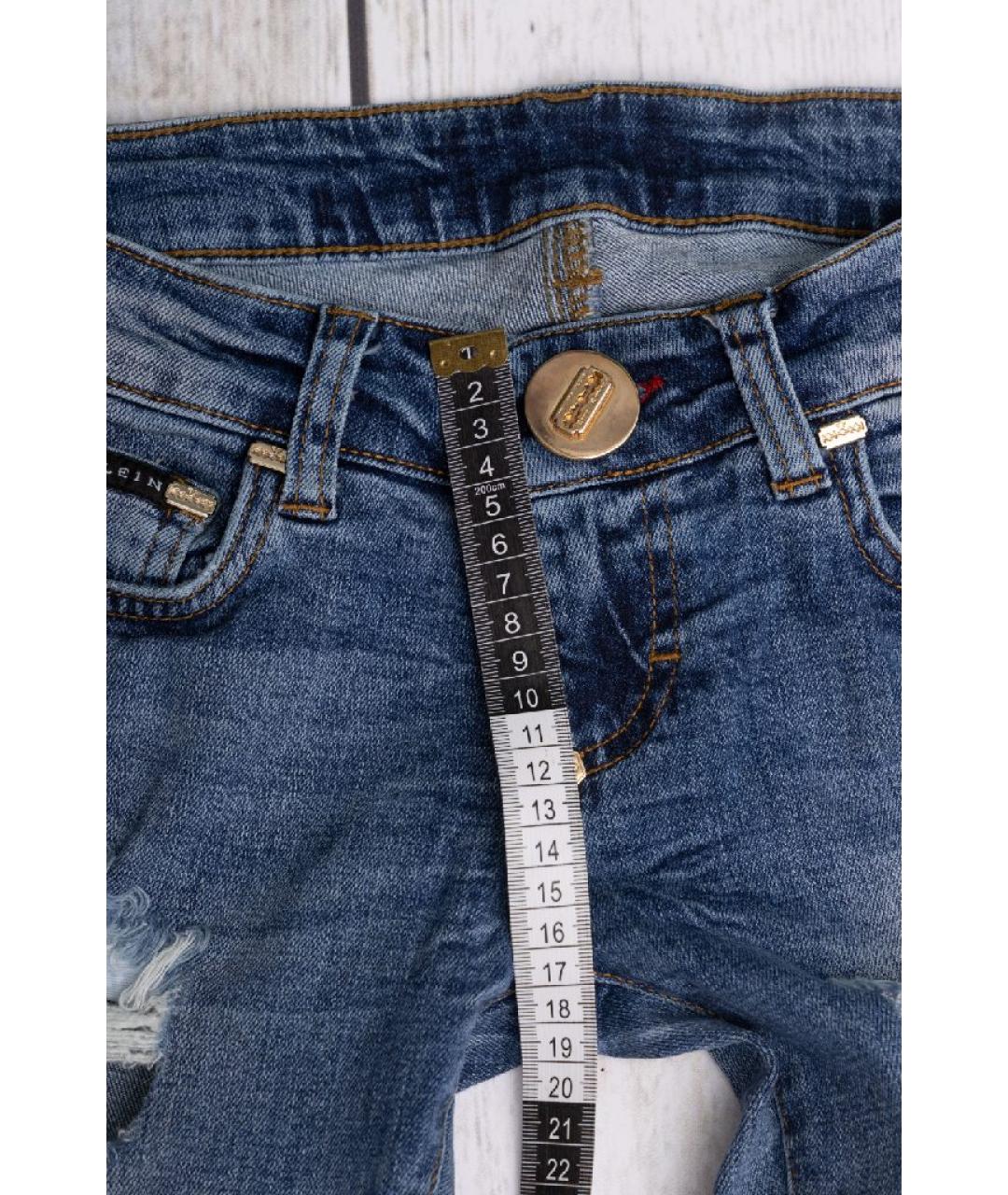 PHILIPP PLEIN Синие хлопковые прямые джинсы, фото 8