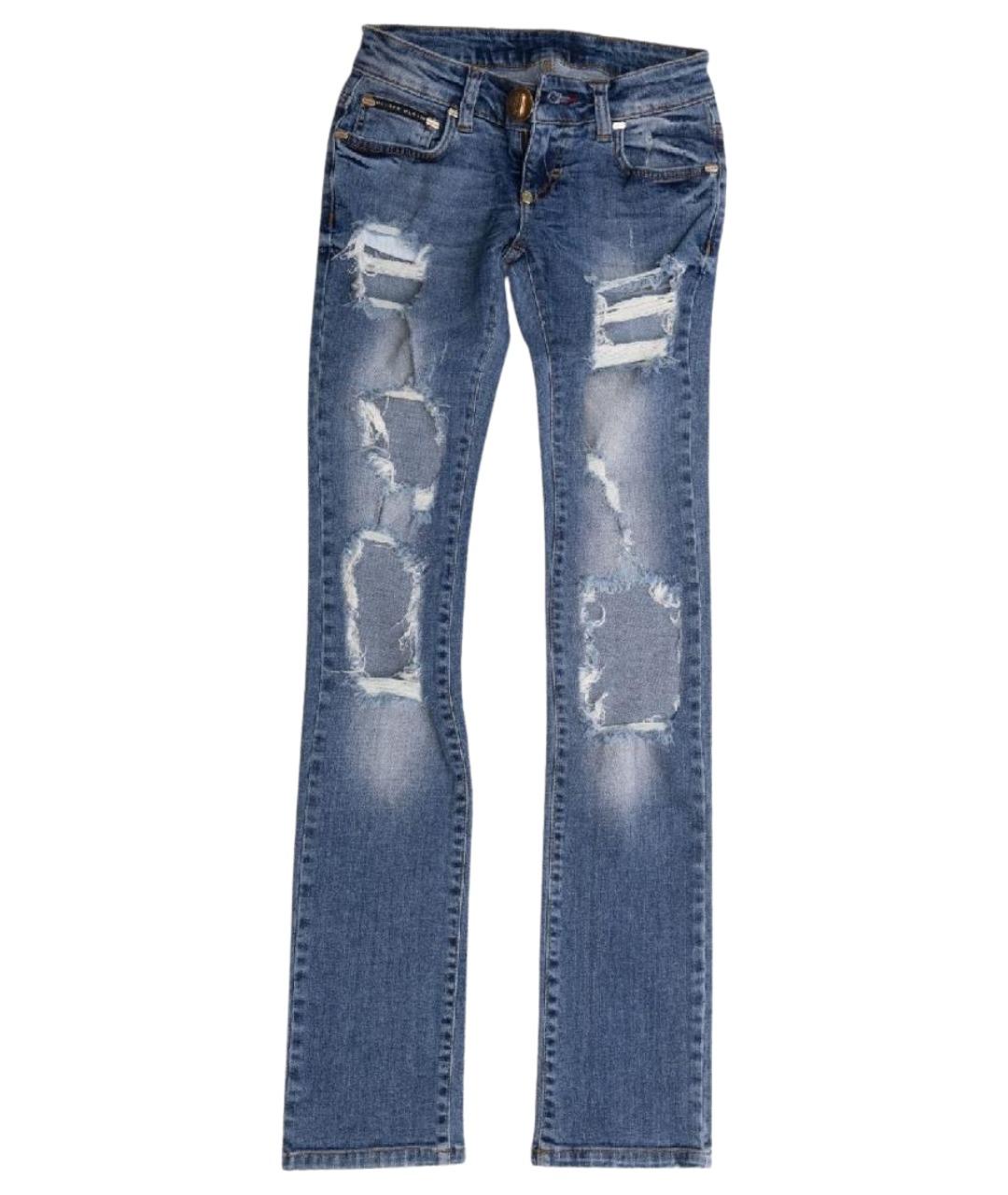 PHILIPP PLEIN Синие хлопковые прямые джинсы, фото 1