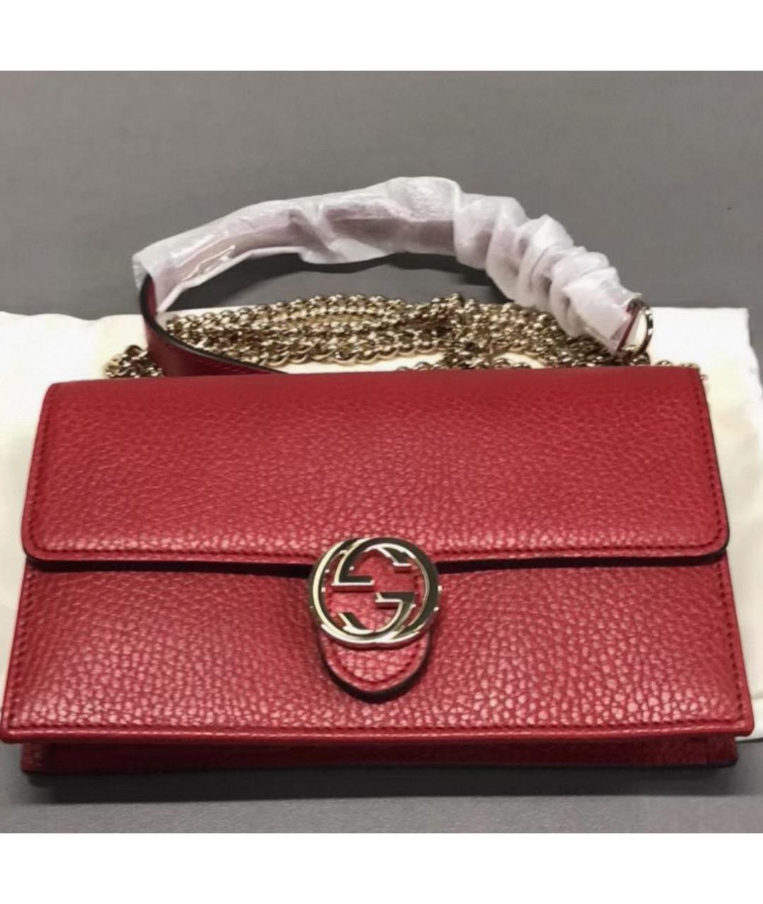 GUCCI Бордовая кожаная сумка через плечо, фото 2