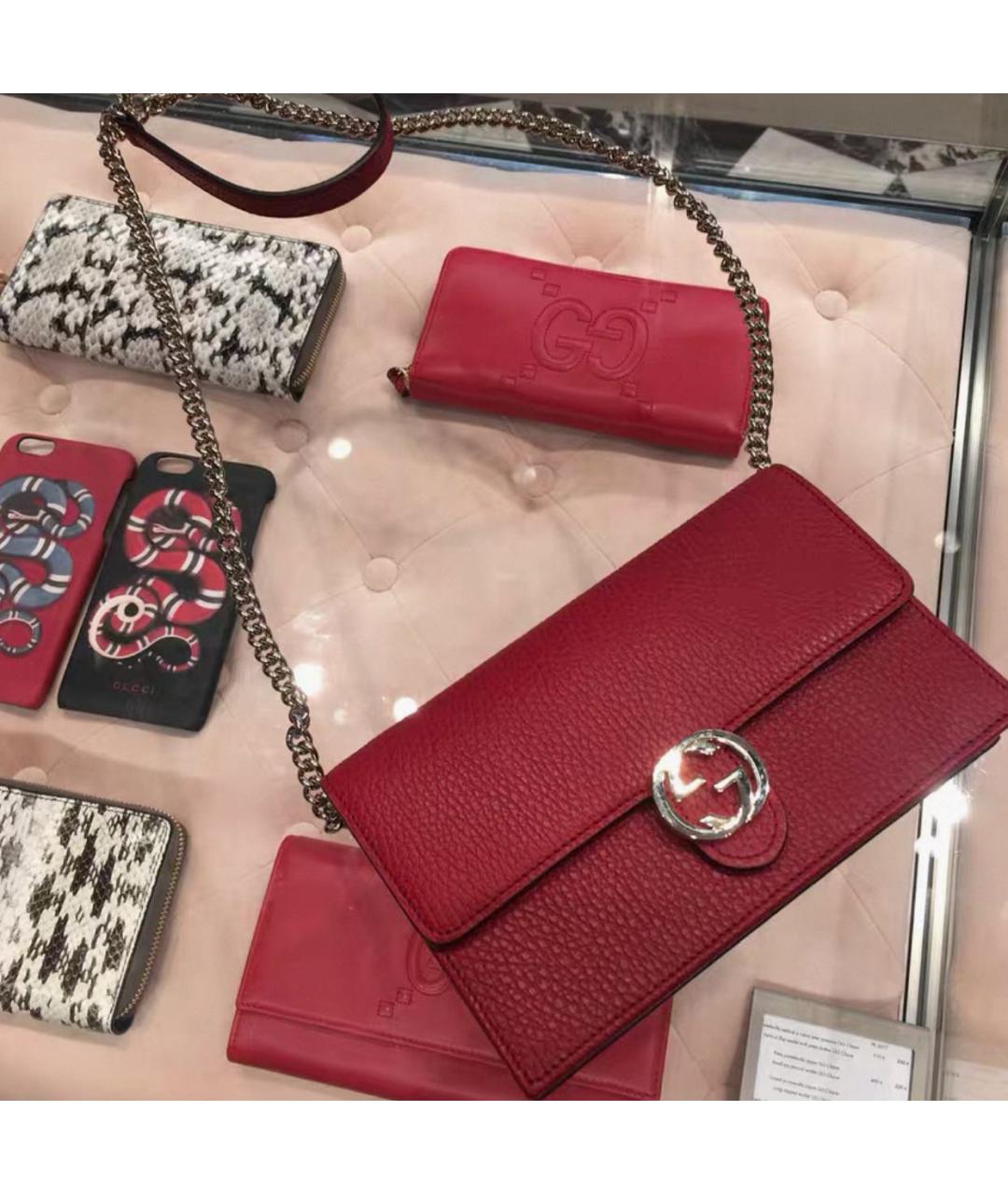 GUCCI Бордовая кожаная сумка через плечо, фото 3