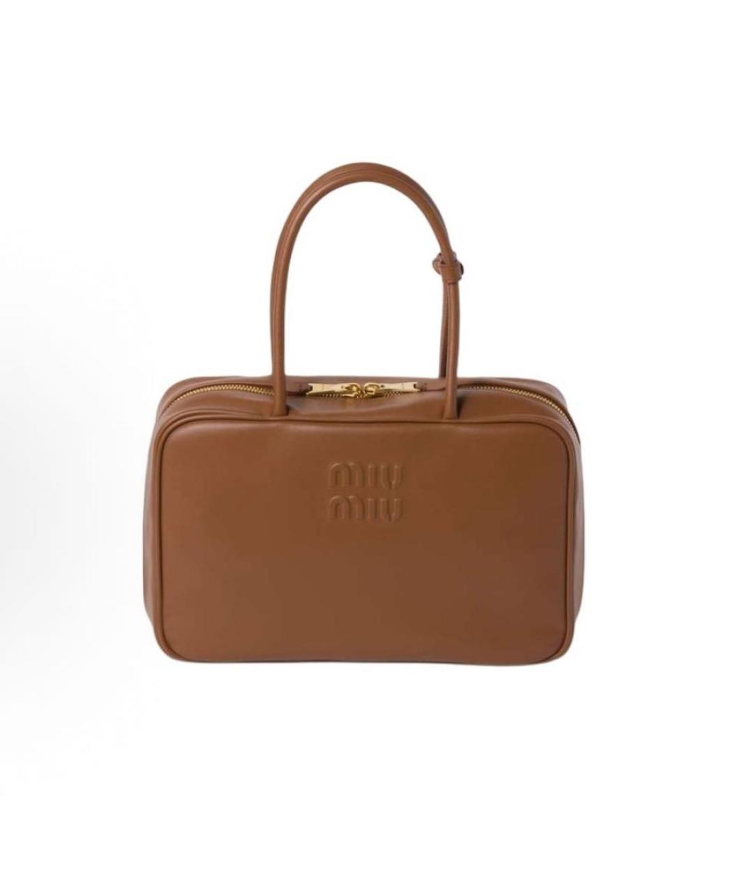 MIU MIU Коричневая кожаная сумка с короткими ручками, фото 4