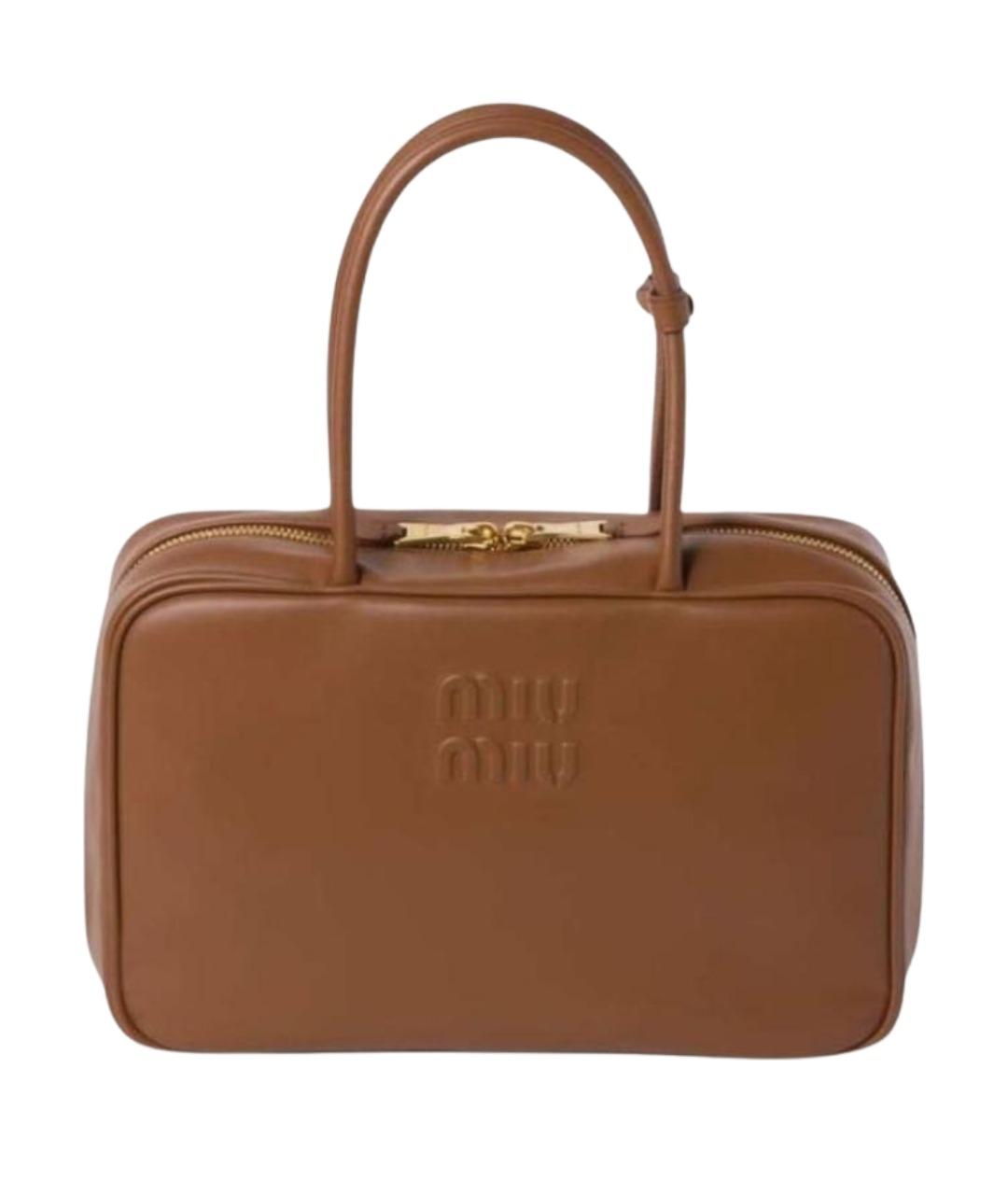 MIU MIU Коричневая кожаная сумка с короткими ручками, фото 1